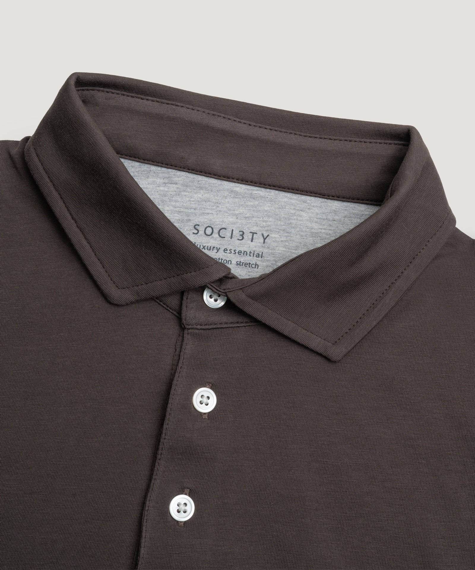 SOCI3TY Luxury Sportswear Polo jersey stretch donkerbruin - THE SOCIETY SHOP