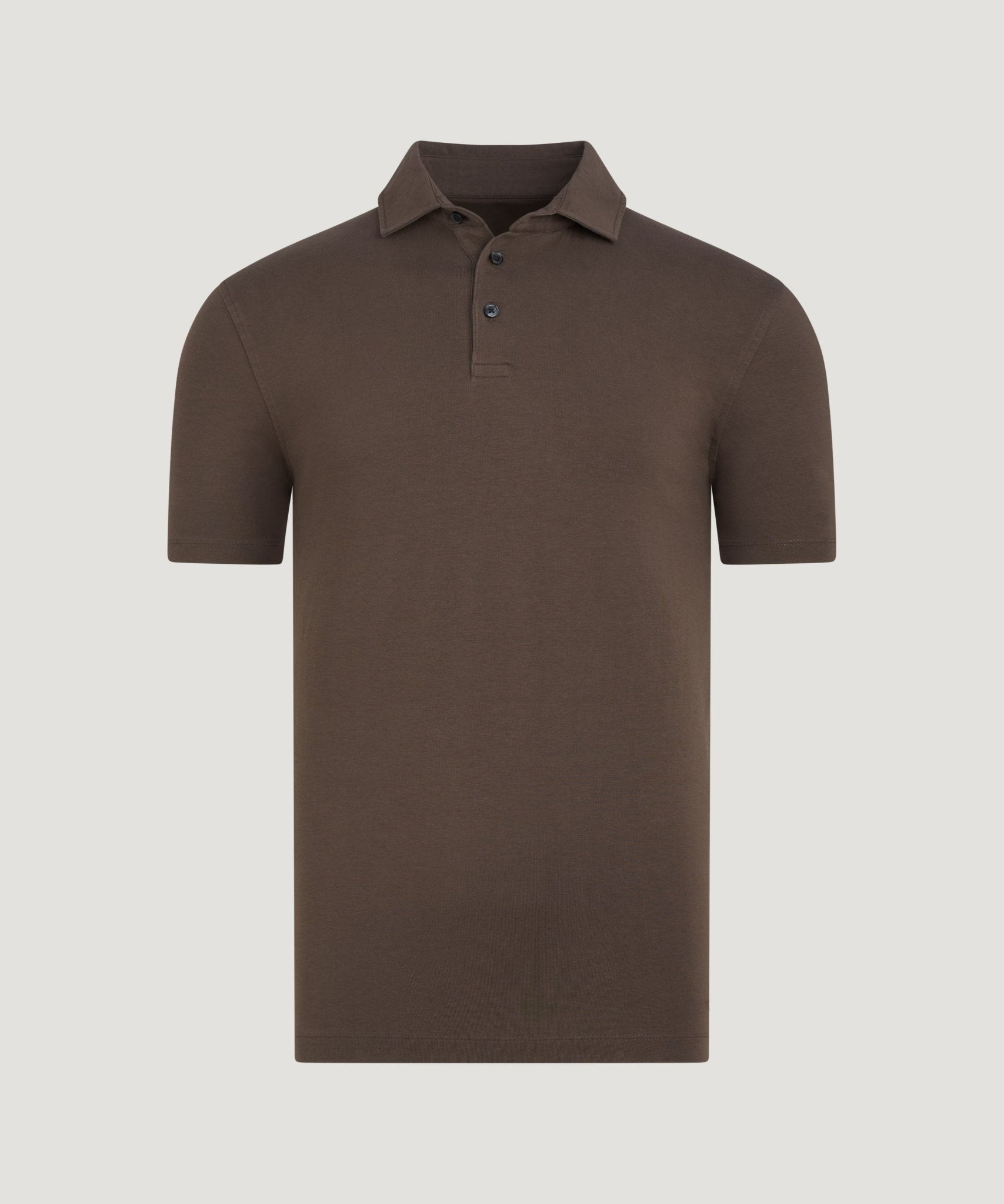 SOCI3TY Polo katoen jersey stretch donkerbruin - THE SOCIETY SHOP