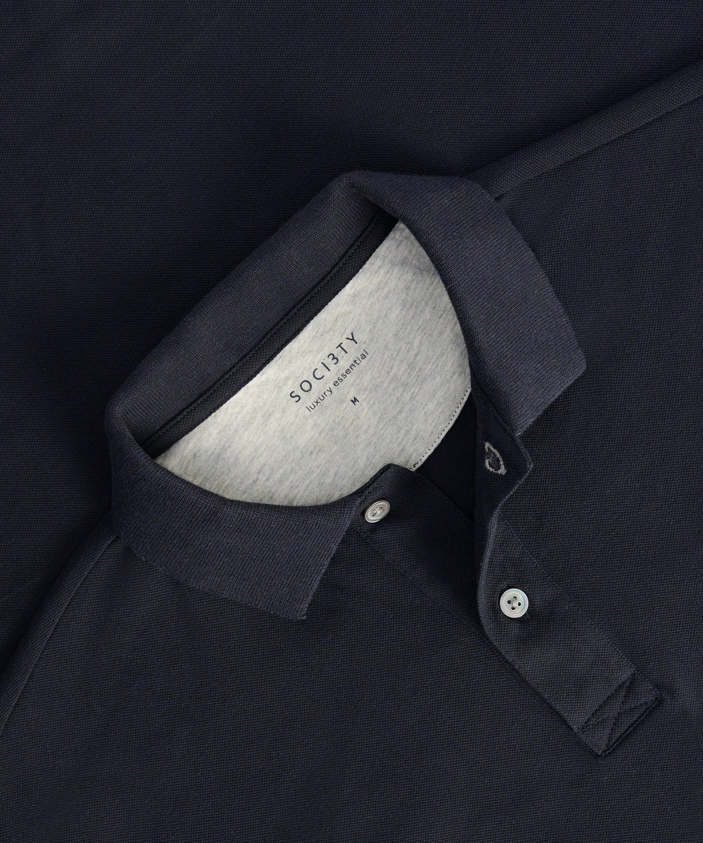 SOCI3TY Polo katoen piqué stretch donkerblauw - THE SOCIETY SHOP