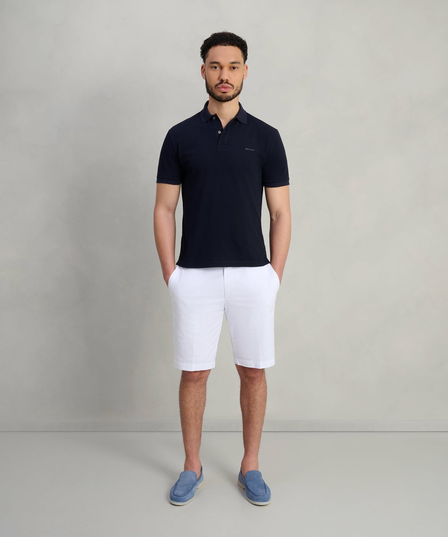 SOCI3TY Polo katoen piqué stretch donkerblauw - THE SOCIETY SHOP