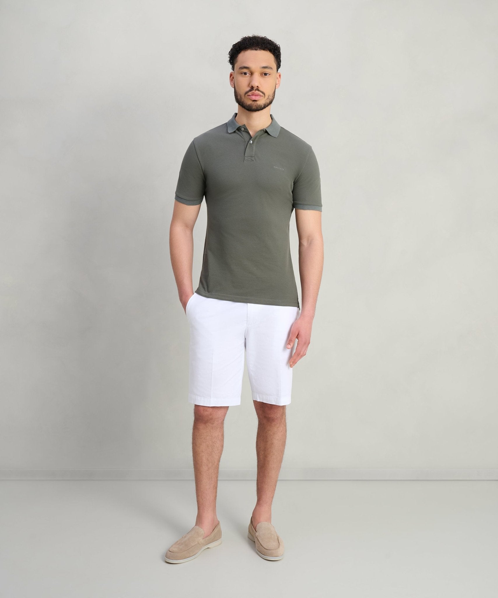 SOCI3TY Polo katoen piqué stretch donkergroen - THE SOCIETY SHOP