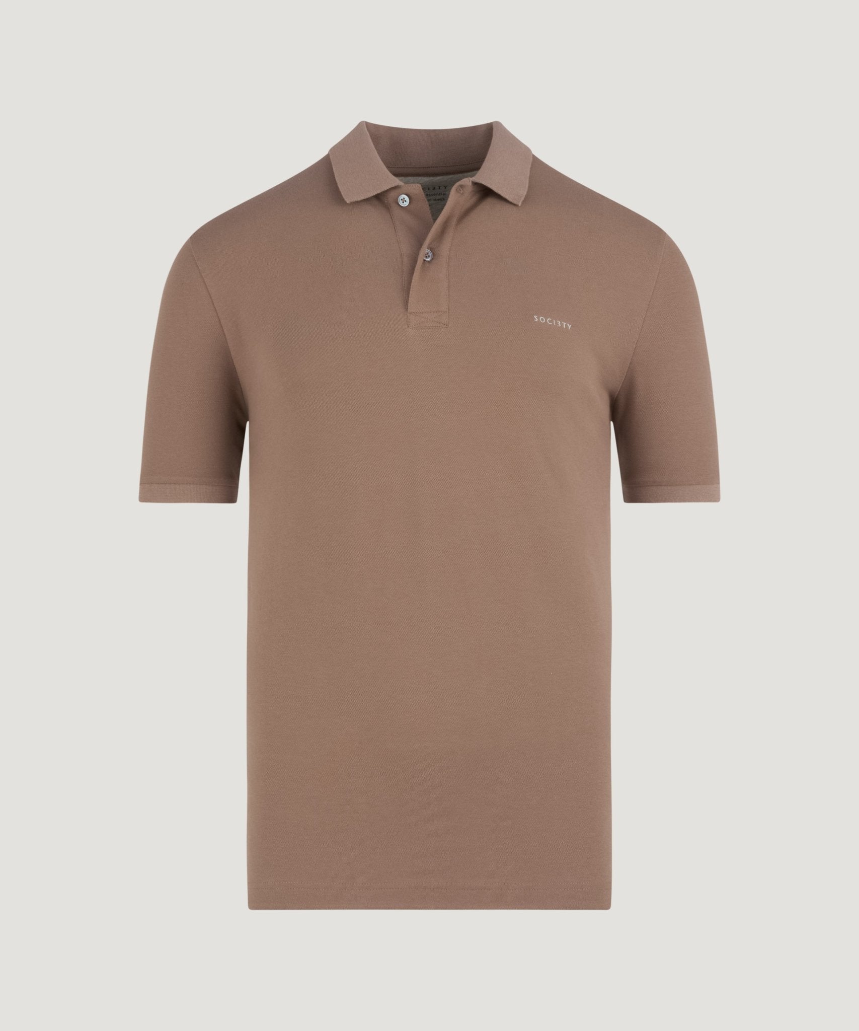 SOCI3TY Polo katoen piqué stretch lichtbruin - THE SOCIETY SHOP