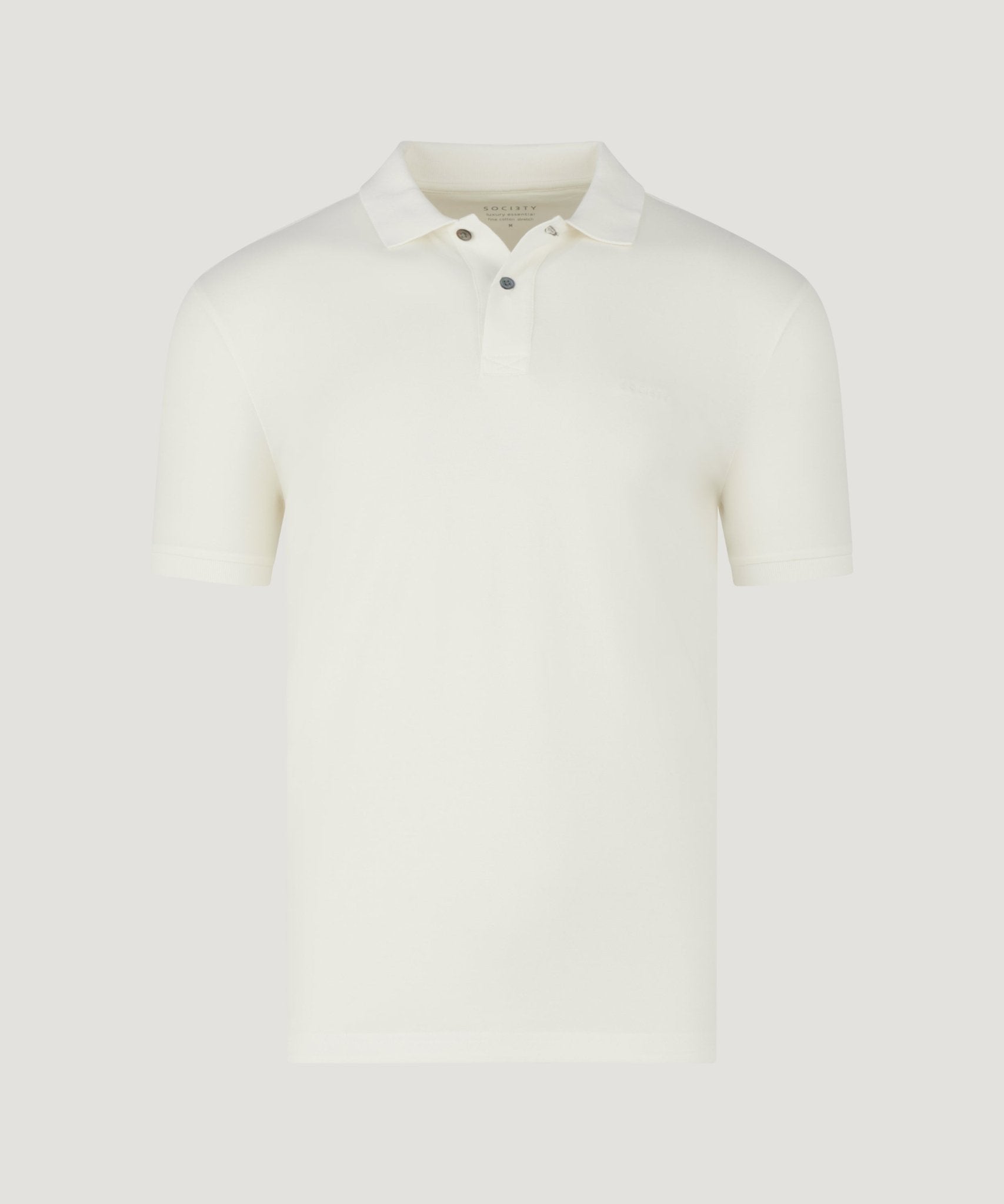 SOCI3TY Polo katoen piqué stretch off - white - THE SOCIETY SHOP