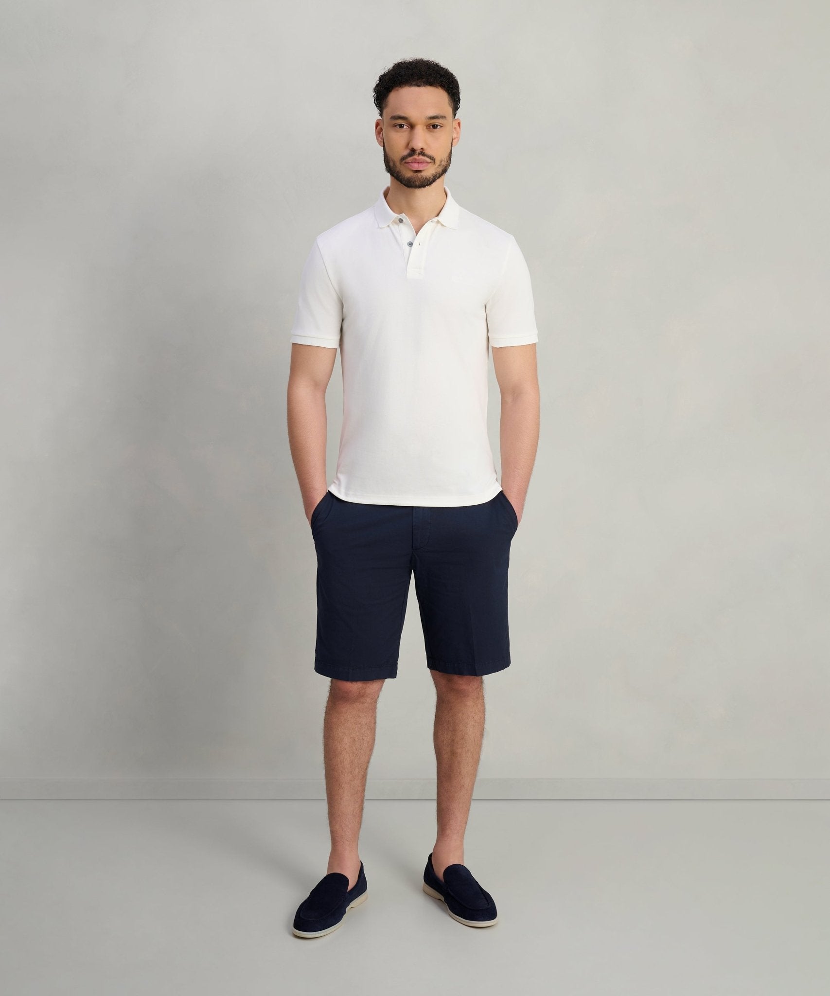 SOCI3TY Polo katoen piqué stretch off - white - THE SOCIETY SHOP