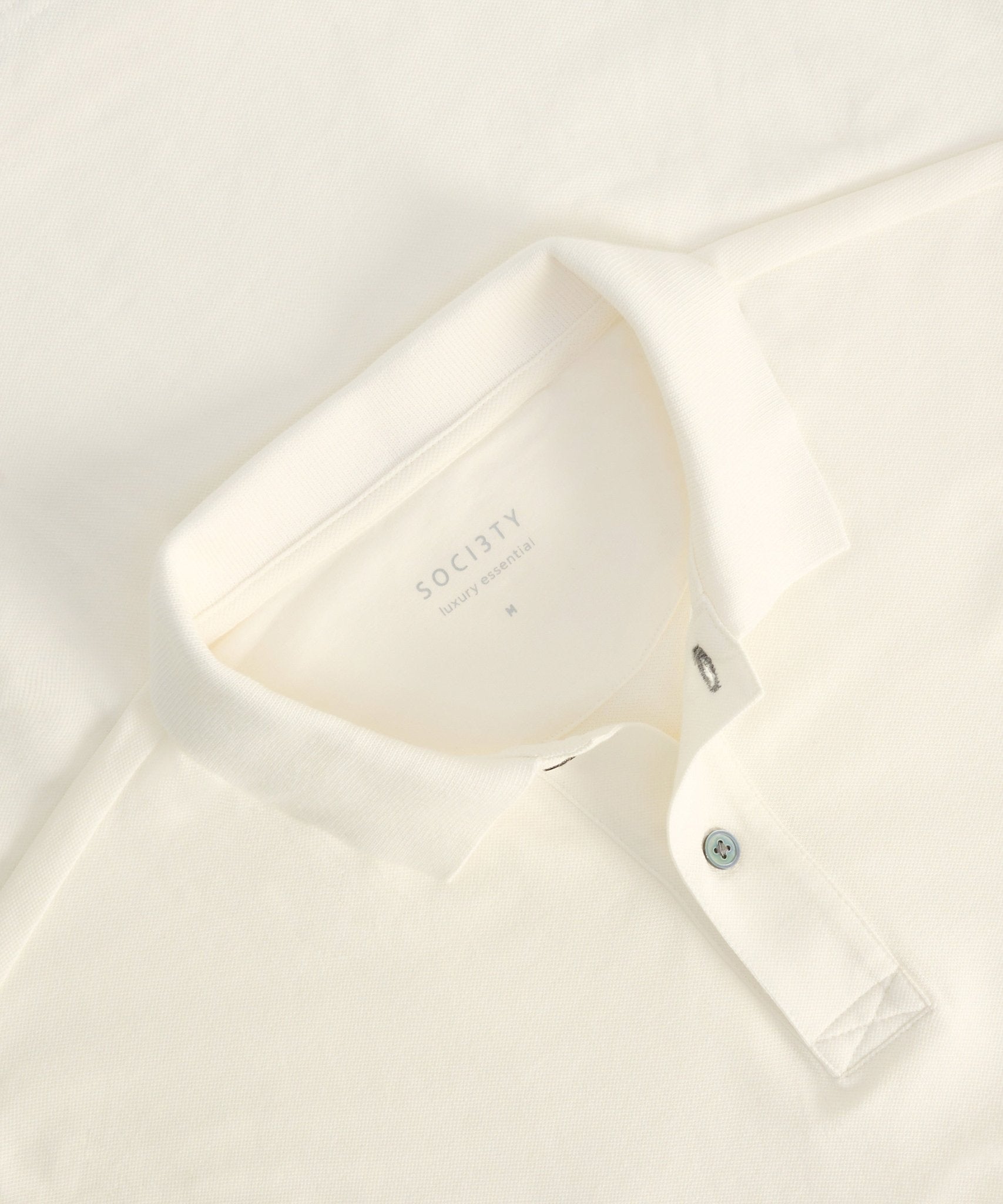 SOCI3TY Polo katoen piqué stretch off - white - THE SOCIETY SHOP