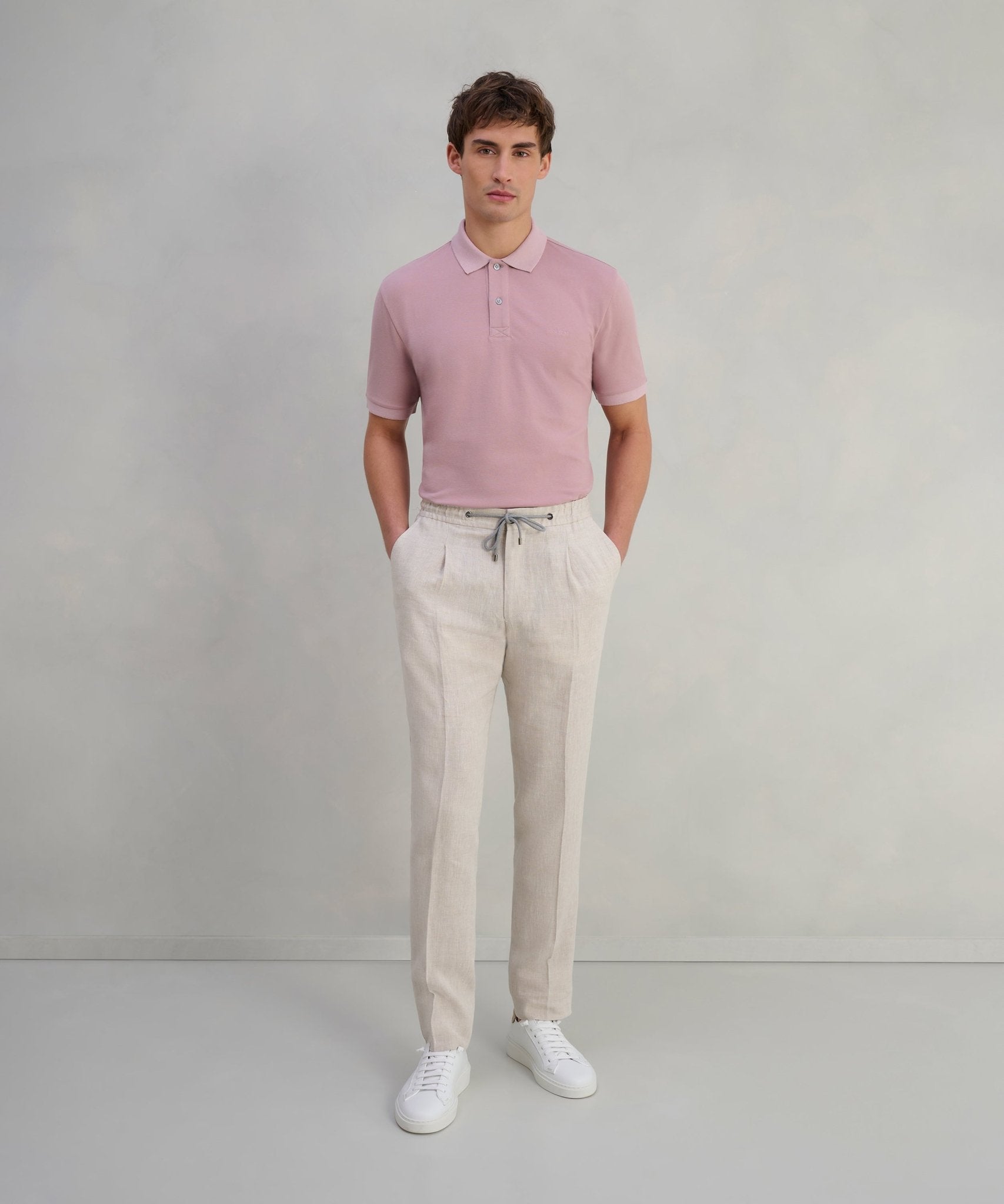 SOCI3TY Polo katoen piqué stretch roze - THE SOCIETY SHOP