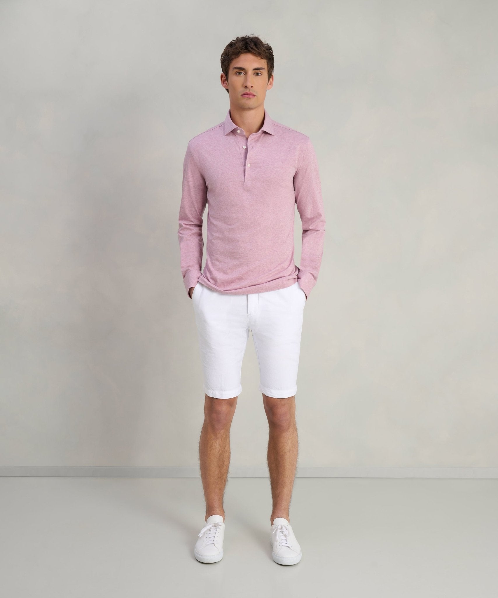 SOCI3TY Polo lange mouw katoen roze - The Society Shop
