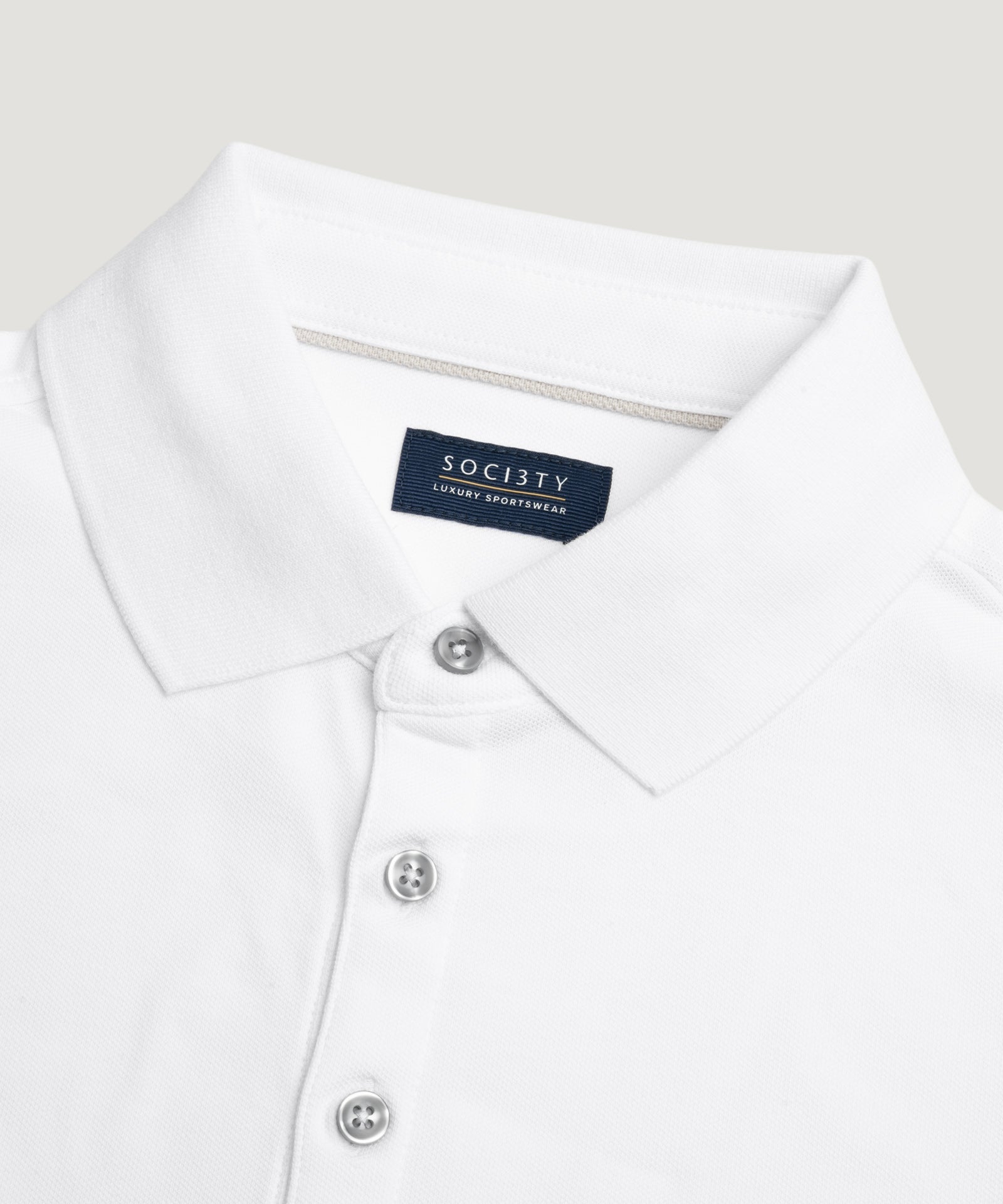 SOCI3TY Luxury Sportswear Polo piqué stretch wit - THE SOCIETY SHOP