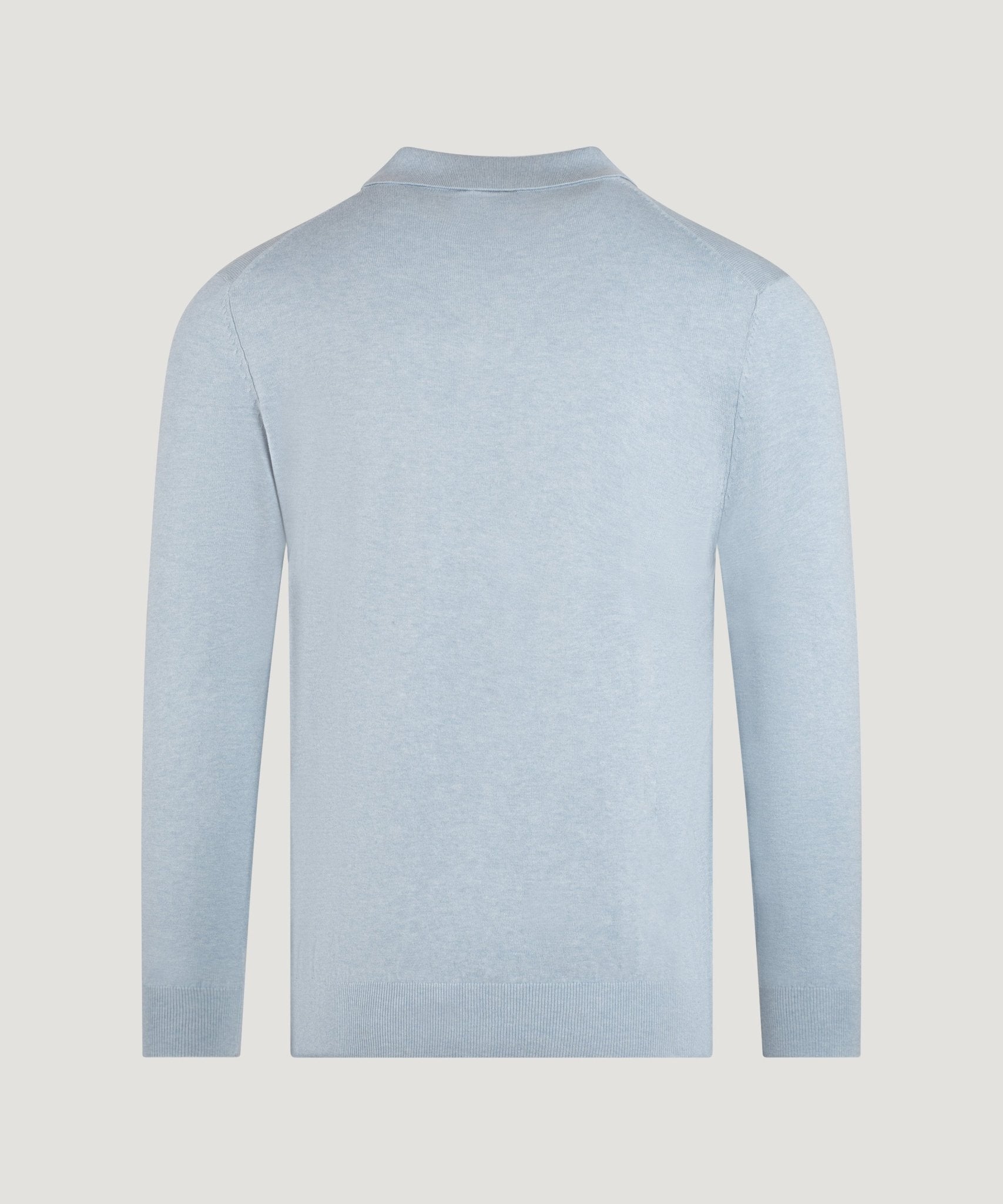 SOCI3TY Limited Fashion Riva buttonless long sleeve polo Cotton Cashmere lichtblauw - THE SOCIETY SHOP