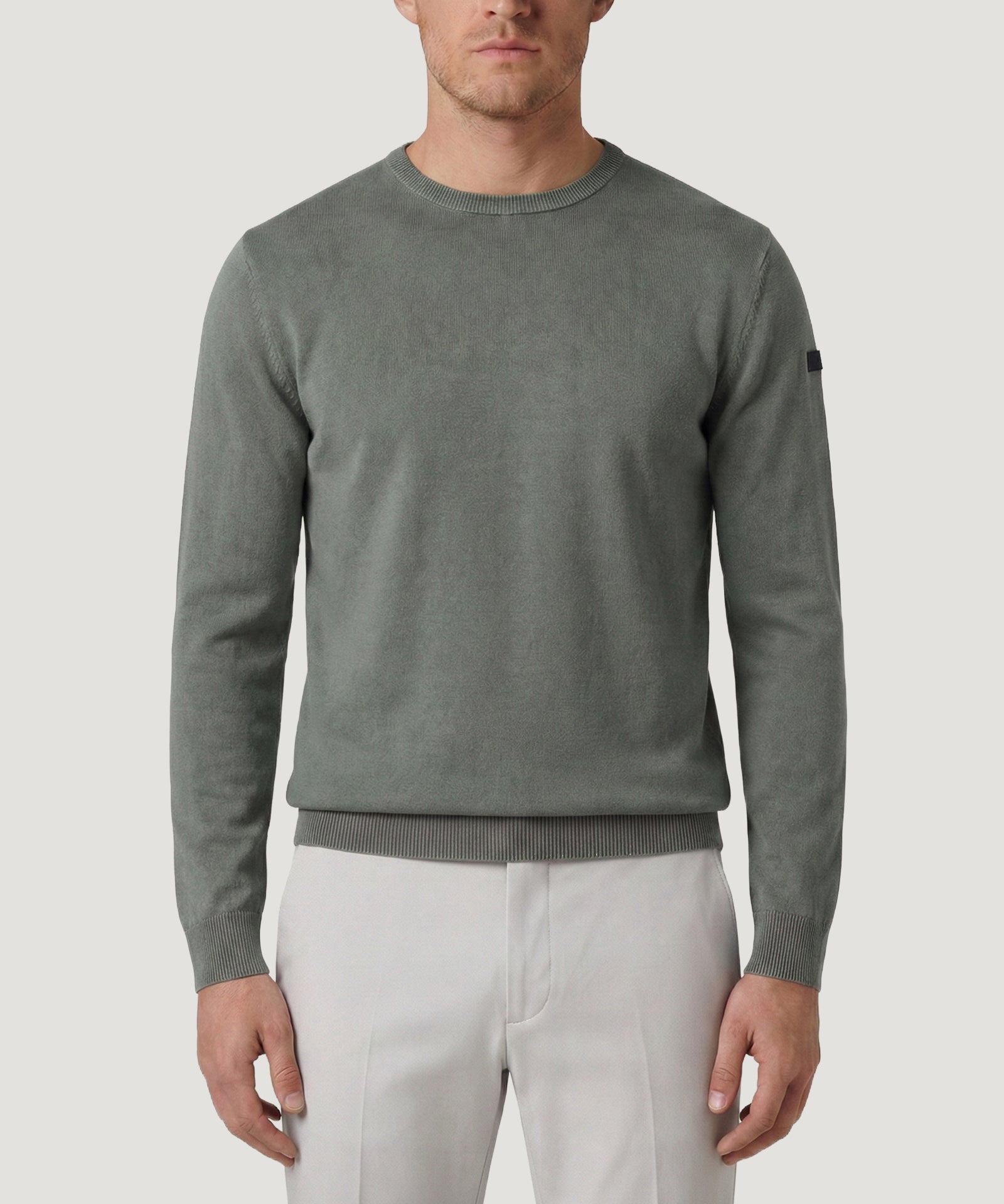 RRD Round knit trui garment dyed sage green - THE SOCIETY SHOP