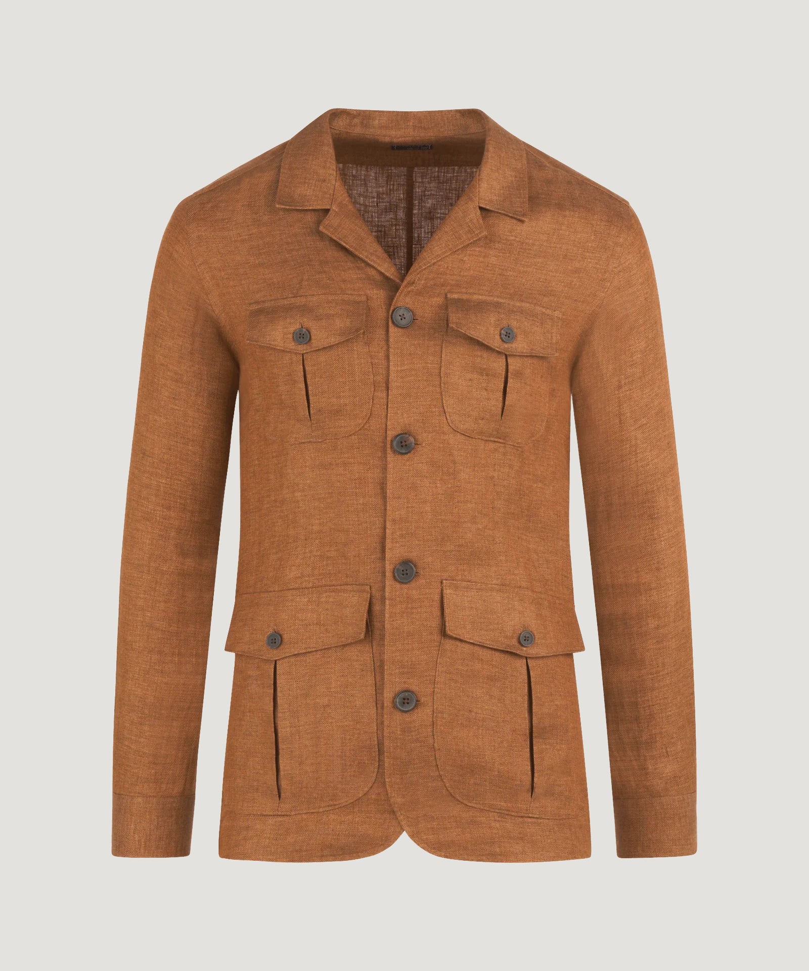 SOCI3TY Safari jacket linnen roestbruin - THE SOCIETY SHOP