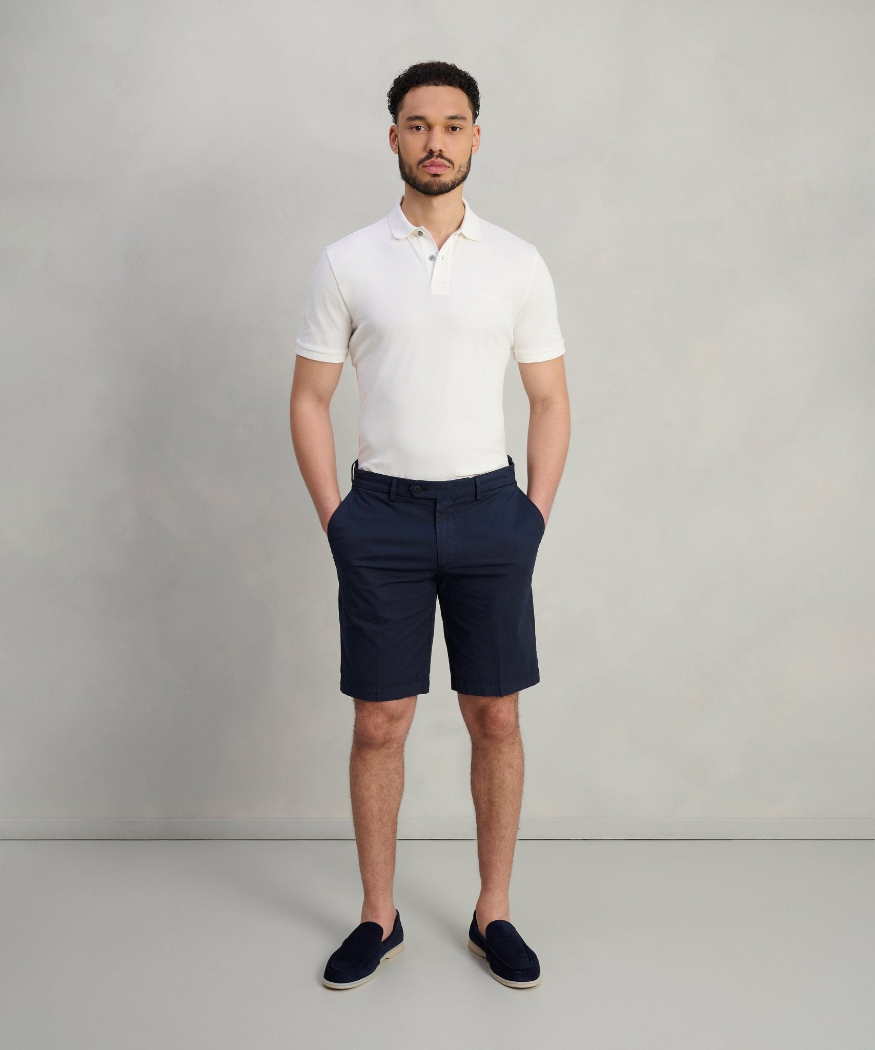SOCI3TY Shorts garment - dyed katoen stretch donkerblauw - THE SOCIETY SHOP
