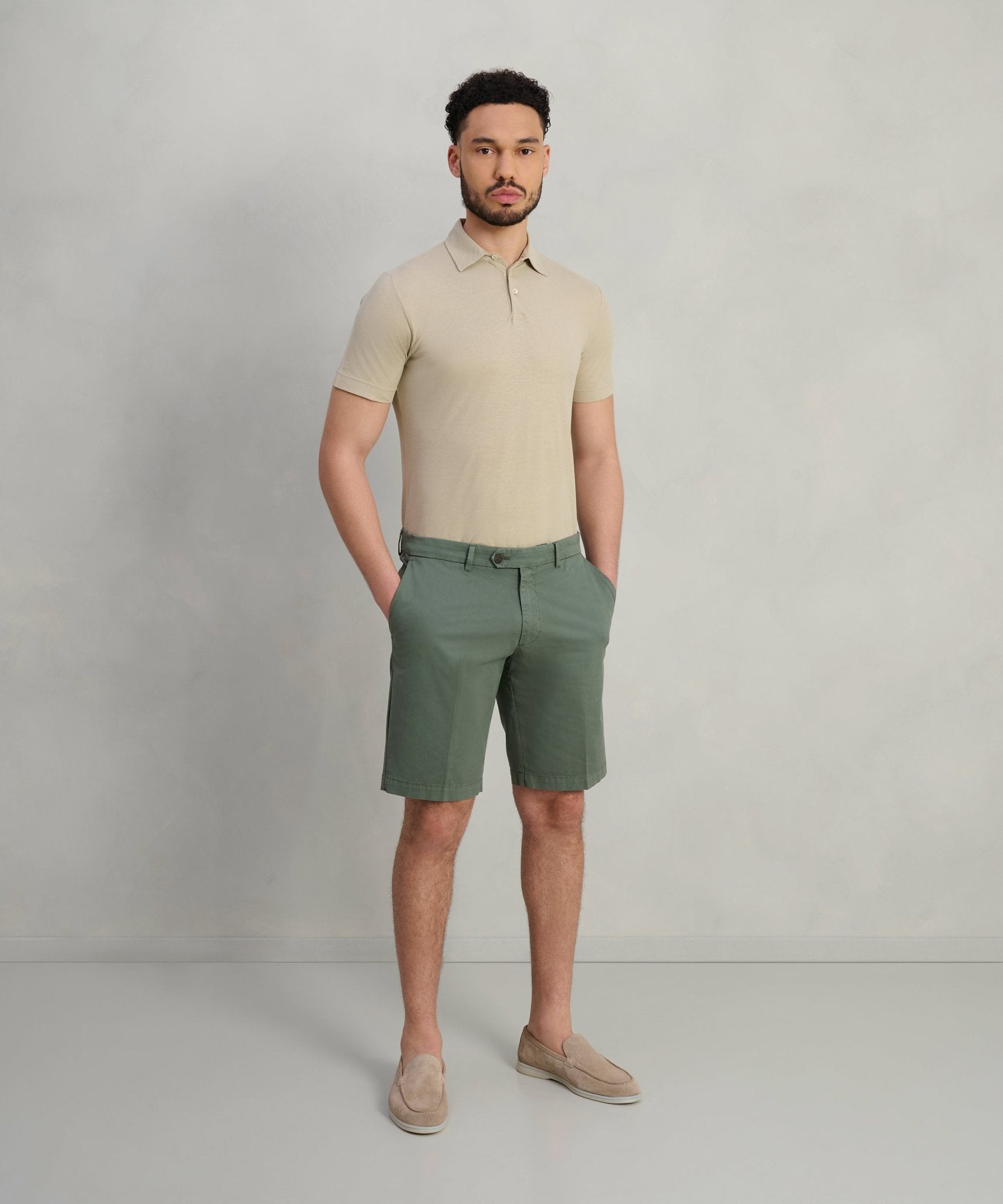 SOCI3TY Shorts garment - dyed katoen stretch groen - THE SOCIETY SHOP