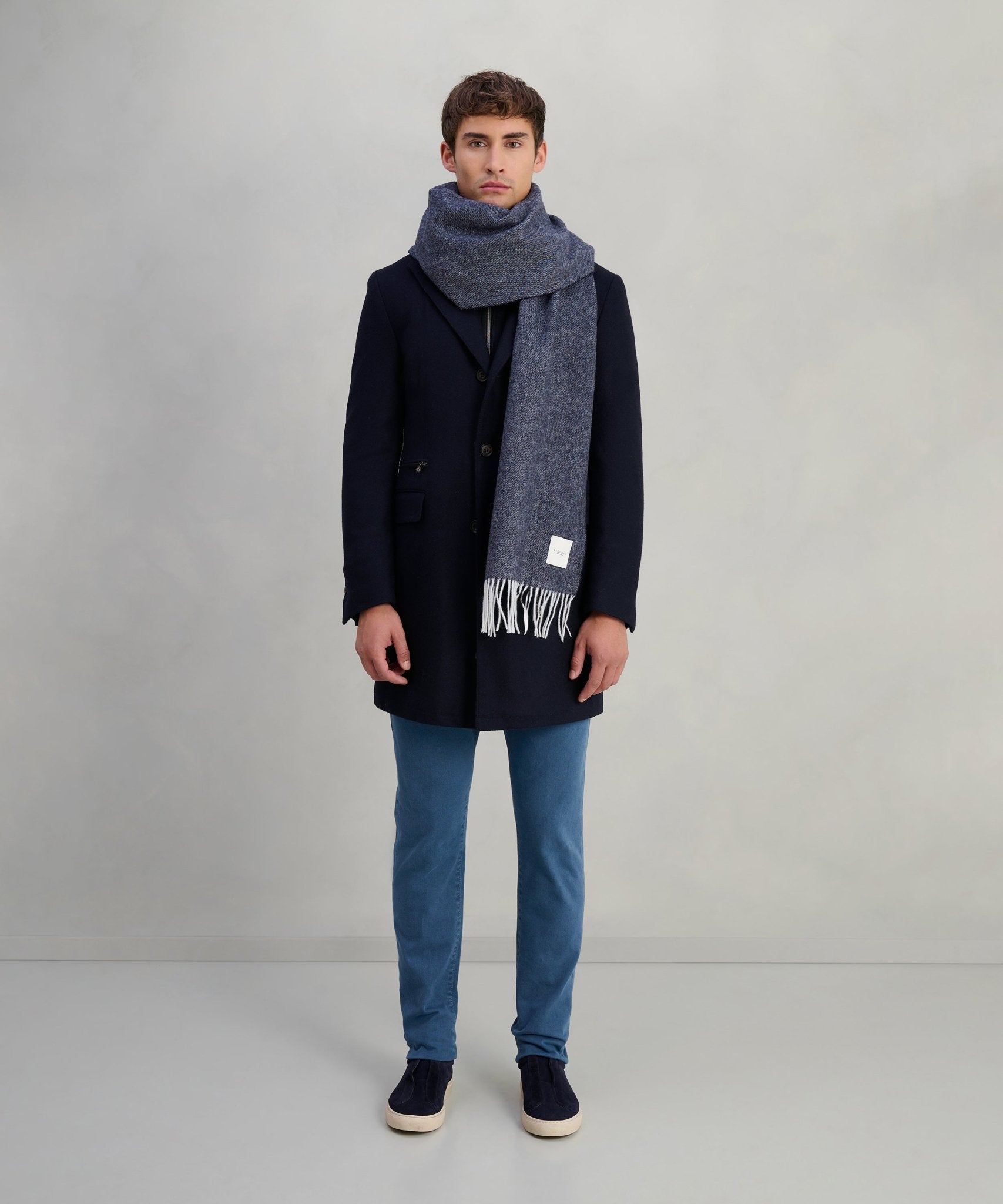 Profuomo Sjaal lamswol donkerblauw - The Society Shop