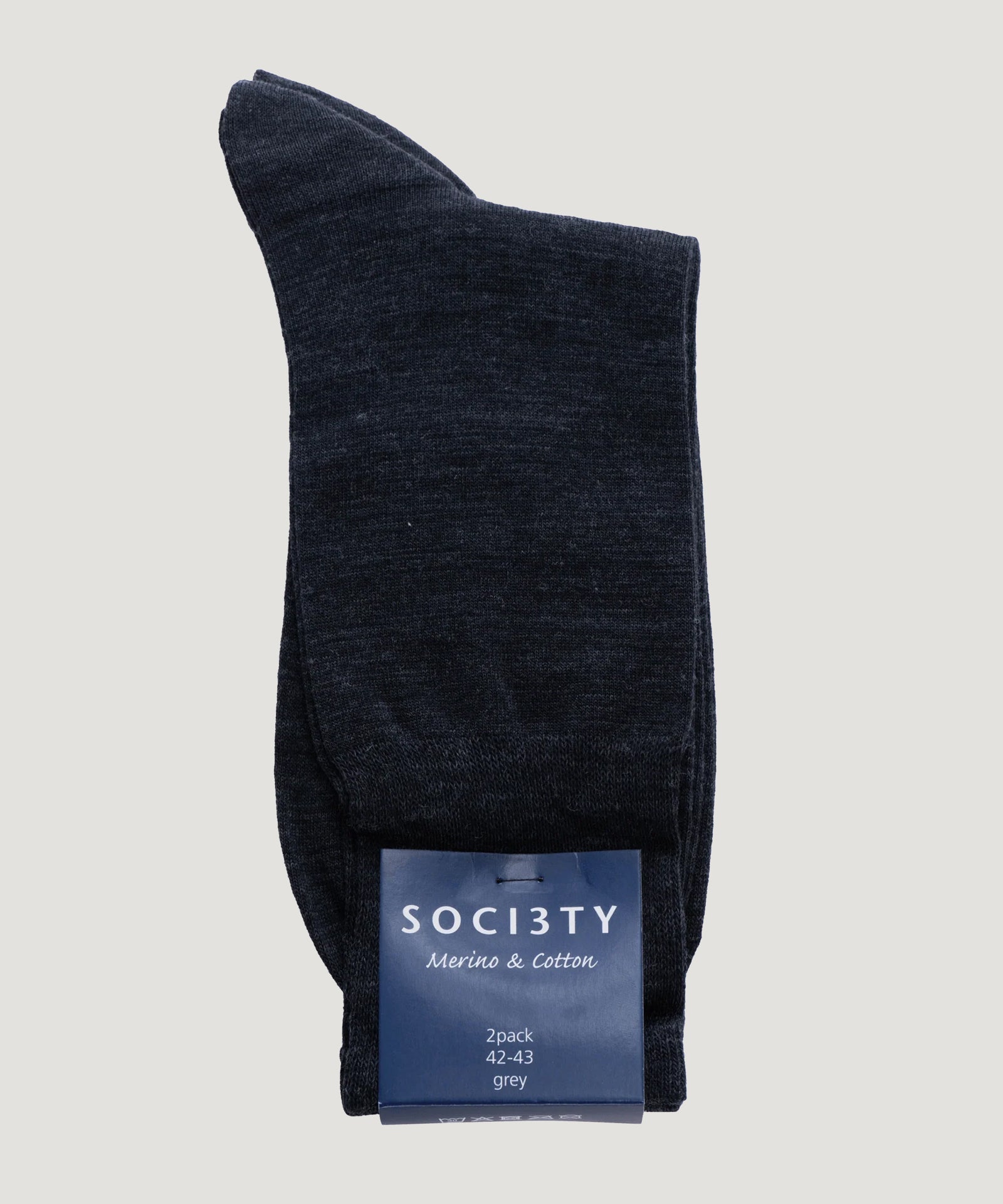 SOCI3TY Sokken 2 - pack merinowol/katoen antraciet - THE SOCIETY SHOP
