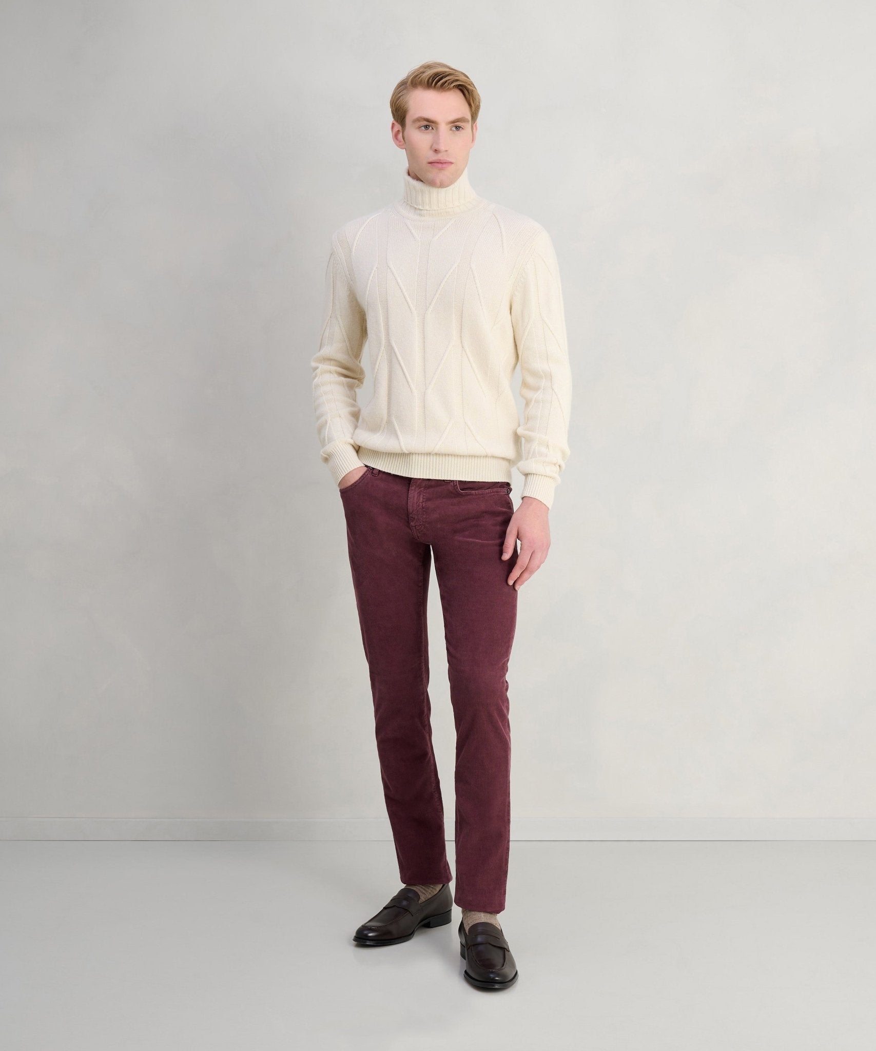 PT Torino Swing 5 - pocket broek katoen ribcord bordeauxrood - The Society Shop