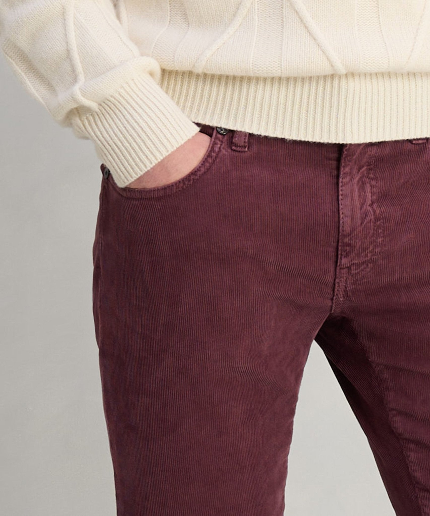 PT Torino Swing 5 - pocket broek katoen ribcord bordeauxrood - The Society Shop
