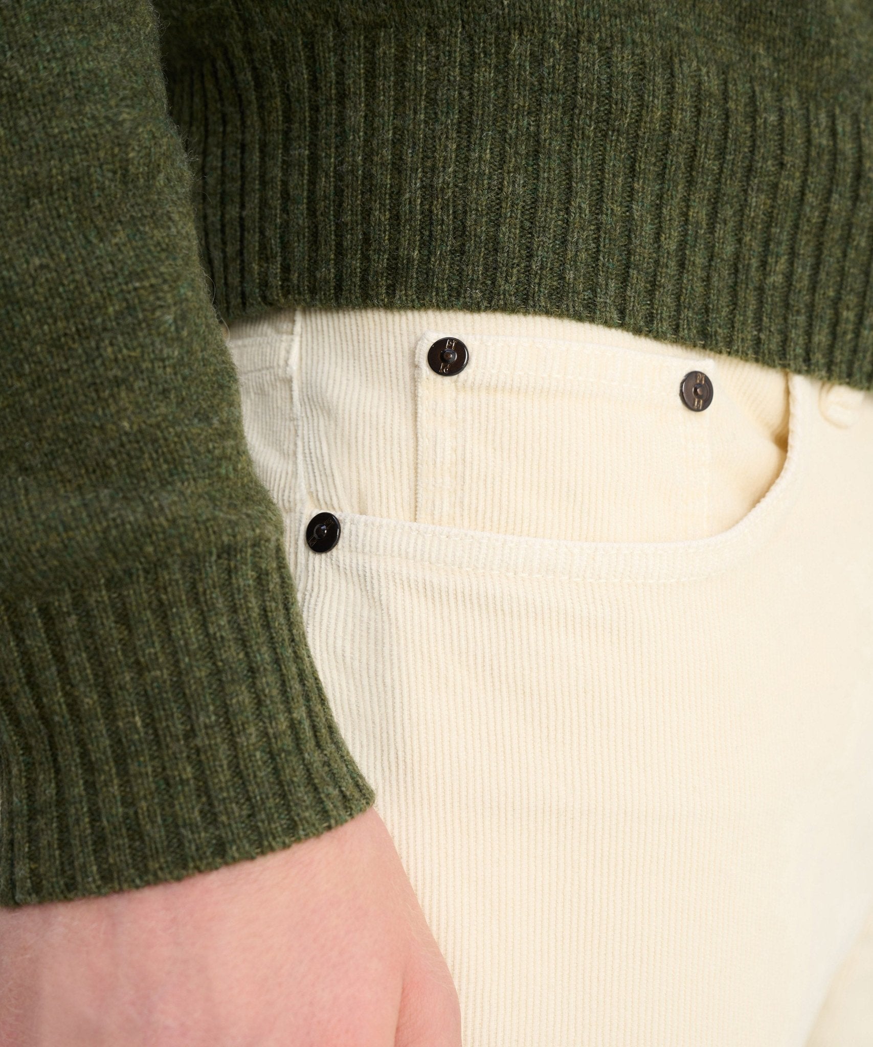 PT Torino Swing 5 - pocket broek katoen ribcord off - white - The Society Shop