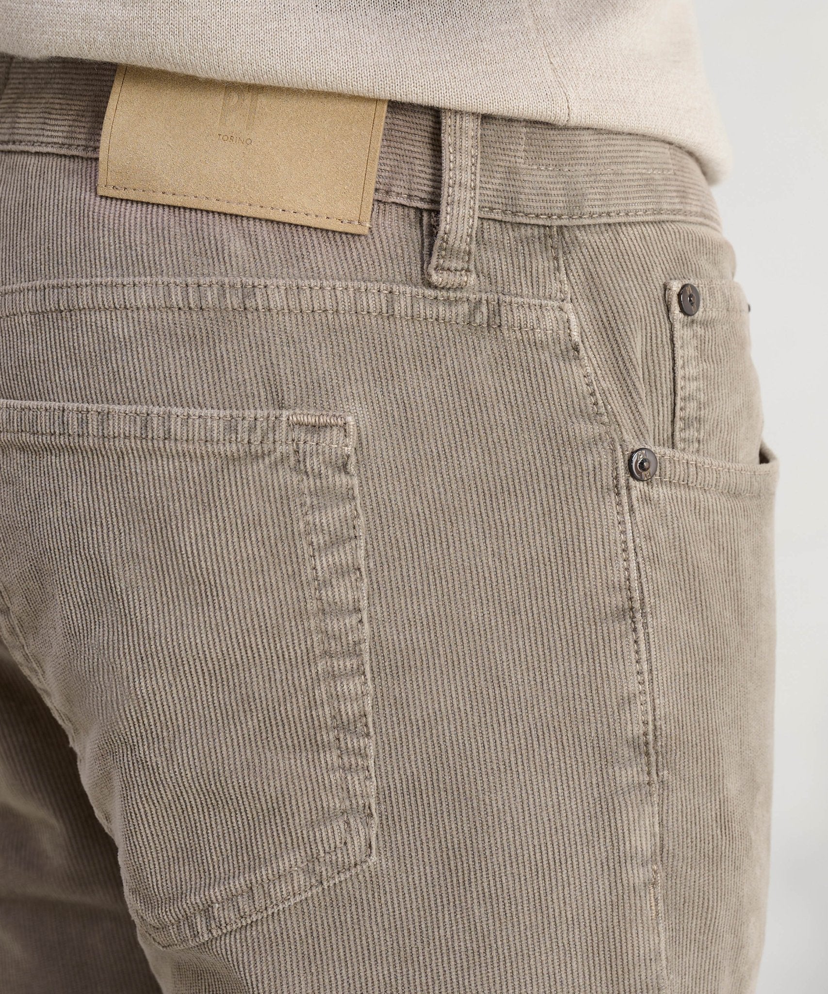 PT Torino Swing 5 - pocket broek katoen ribcord taupe - The Society Shop