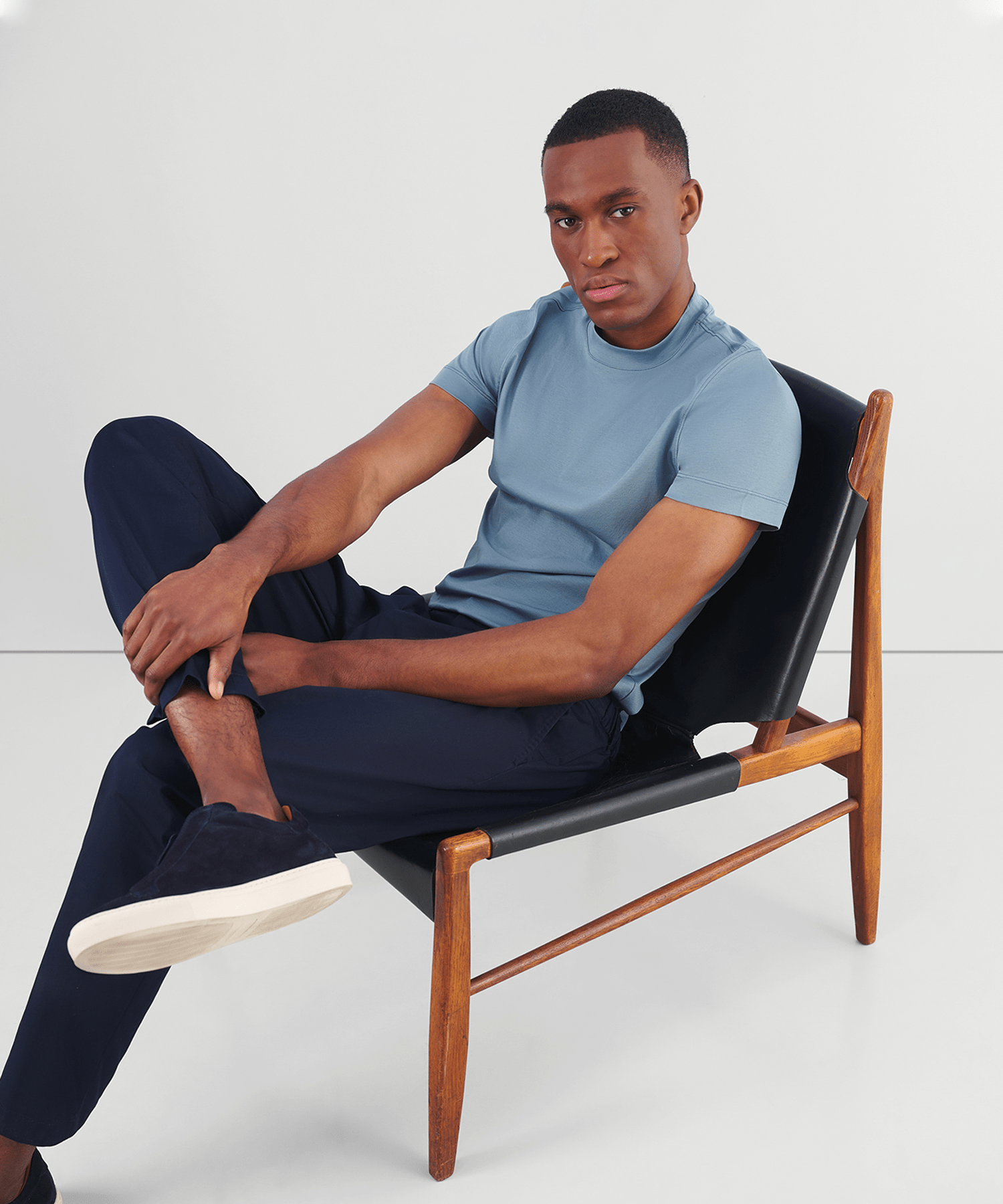 SOCI3TY T-shirt gemerceriseerd katoen lichtblauw - The Society Shop