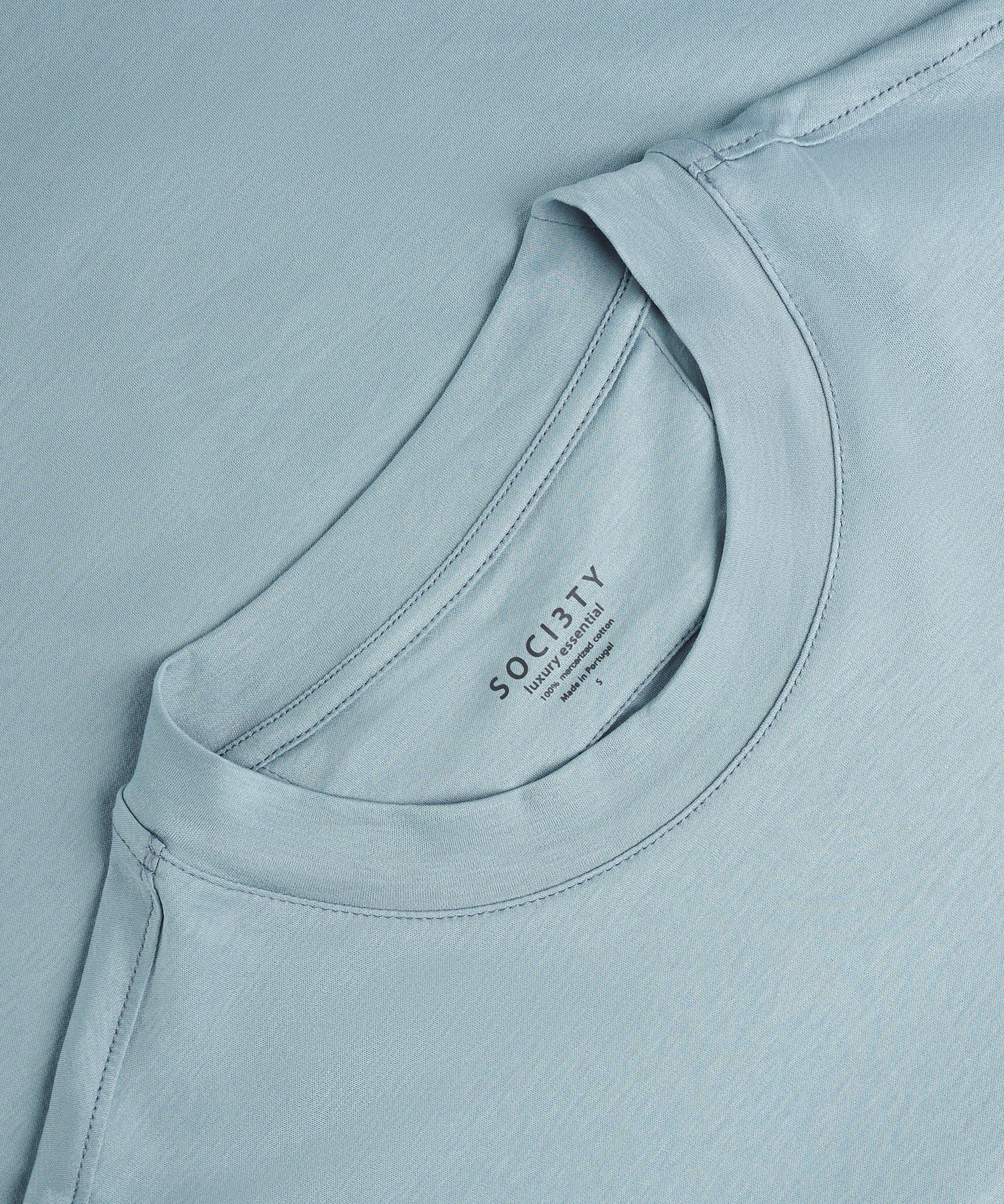 SOCI3TY T-shirt gemerceriseerd katoen lichtblauw - The Society Shop