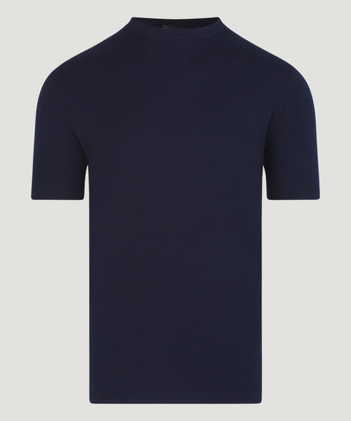 T-shirt katoen/zijde donkerblauw
