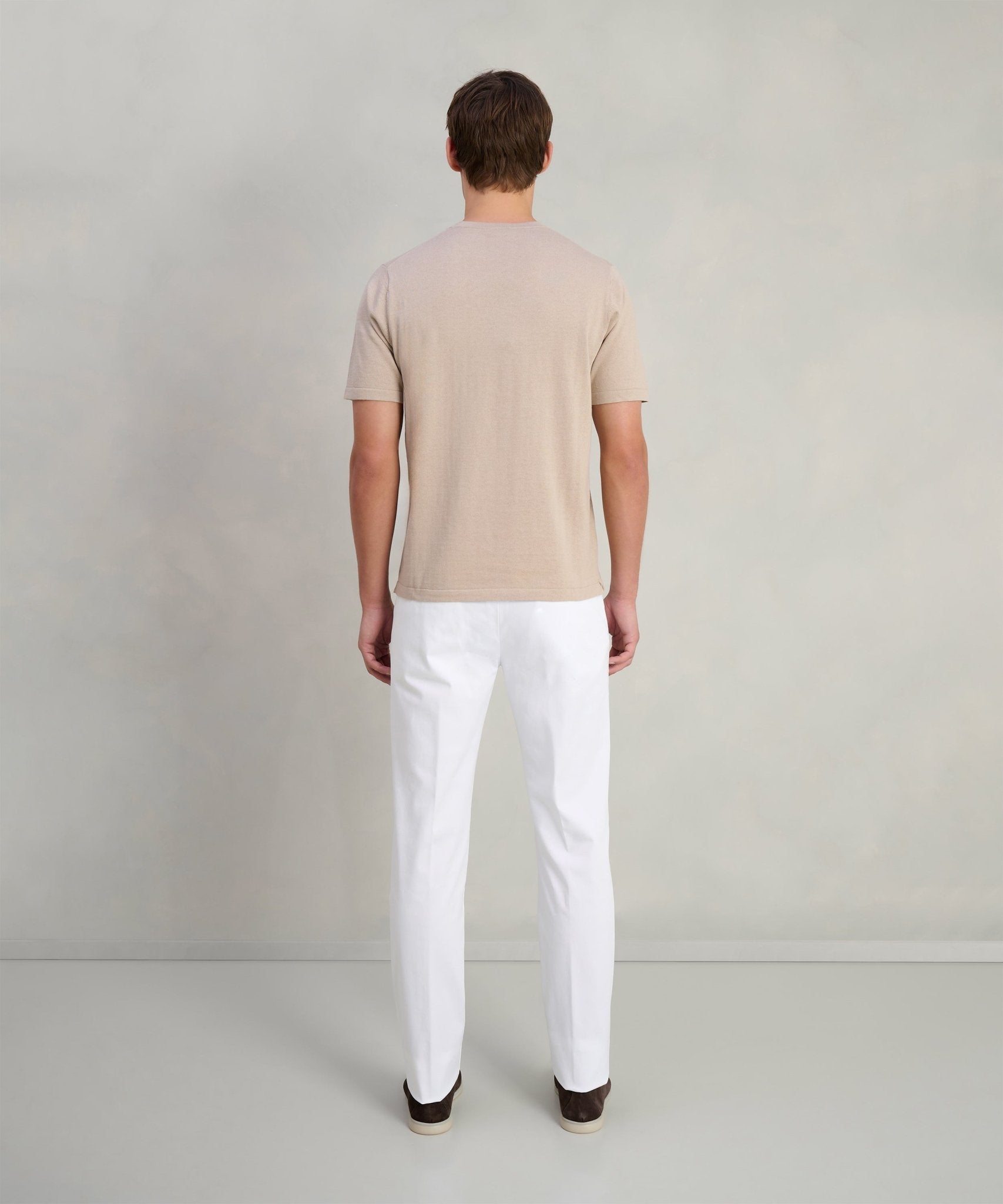 SOCI3TY T-shirt katoen/zijde/kasjmier beige - The Society Shop