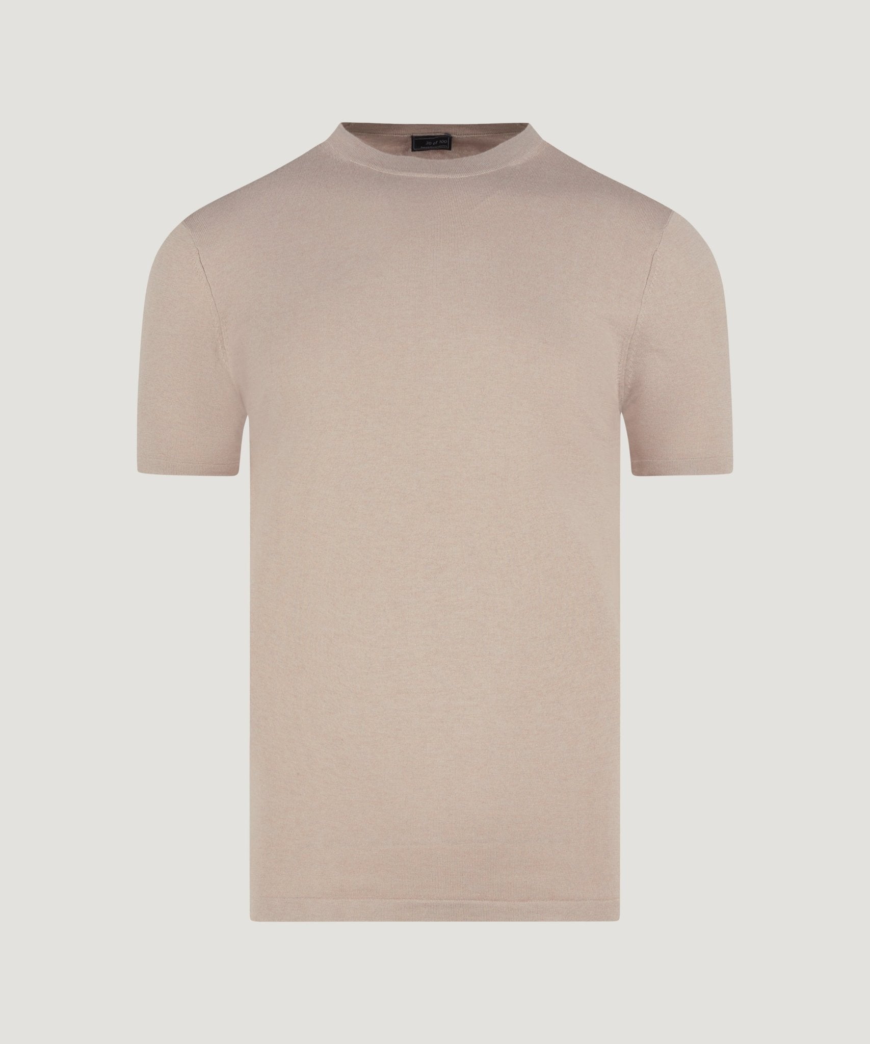 SOCI3TY T-shirt katoen/zijde/kasjmier beige - The Society Shop