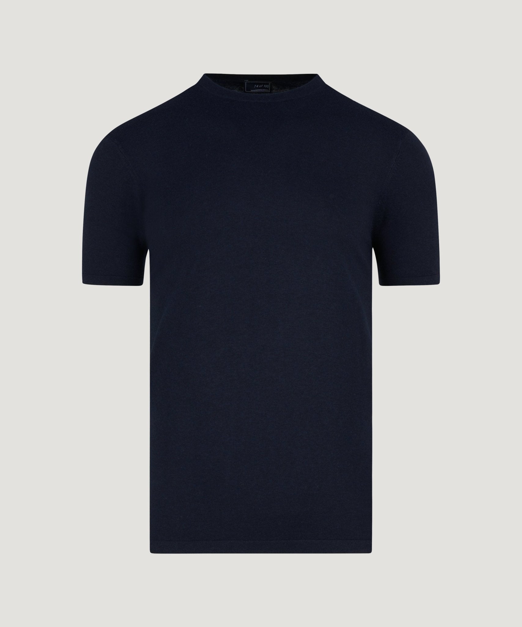 SOCI3TY T-shirt katoen/zijde/kasjmier donkerblauw - The Society Shop
