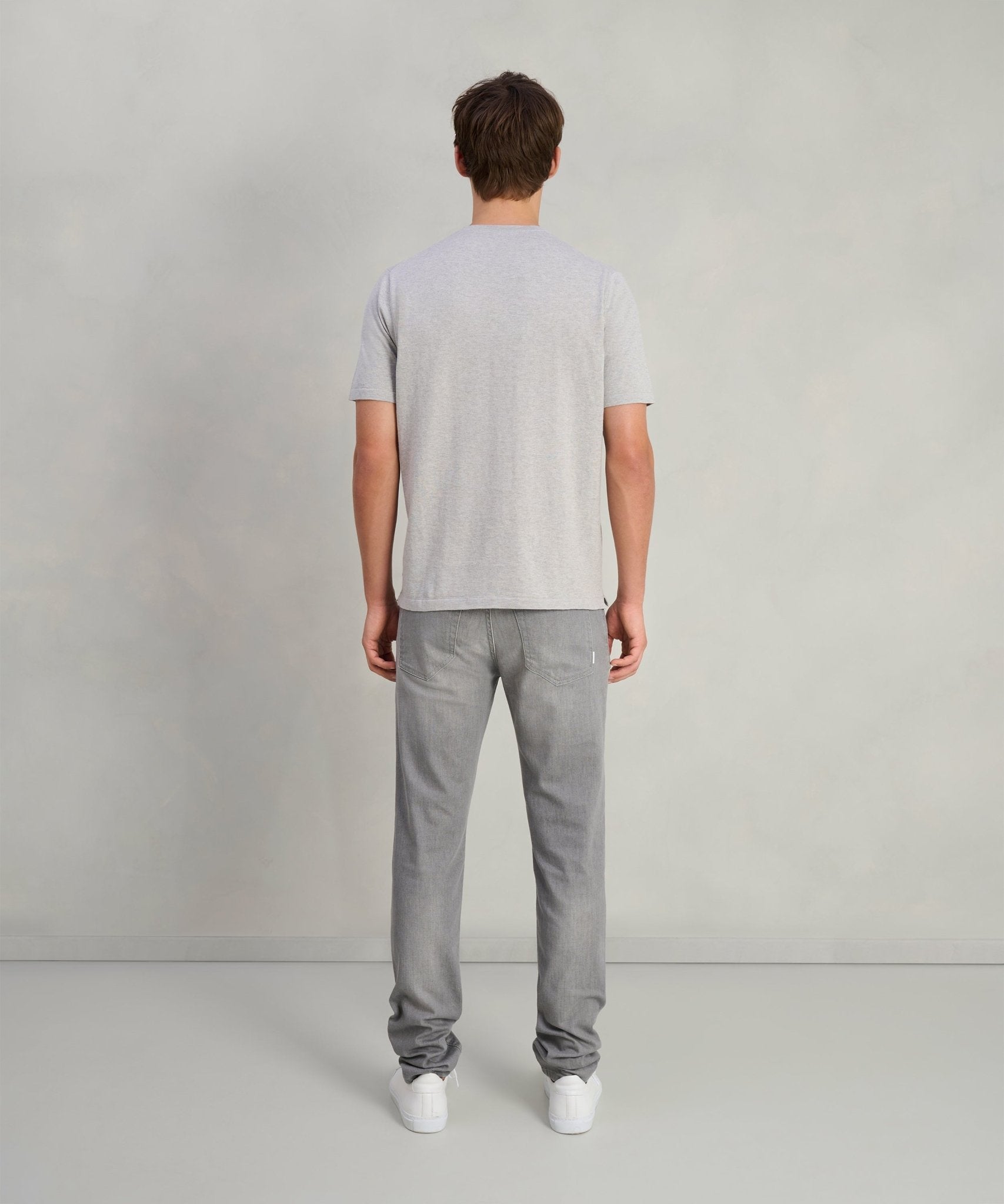 SOCI3TY T-shirt katoen/zijde/kasjmier lichtgrijs - The Society Shop