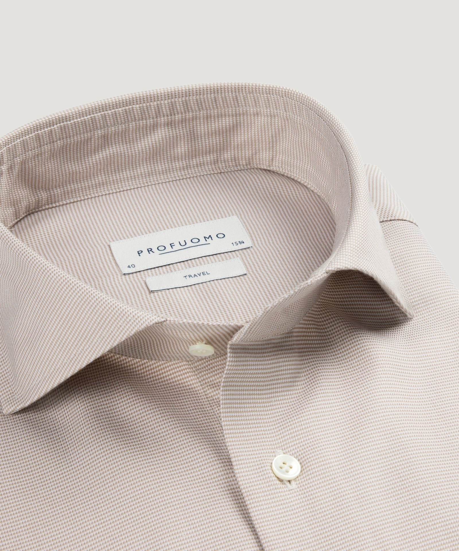 Profuomo Travel overhemd katoen dobby beige - THE SOCIETY SHOP
