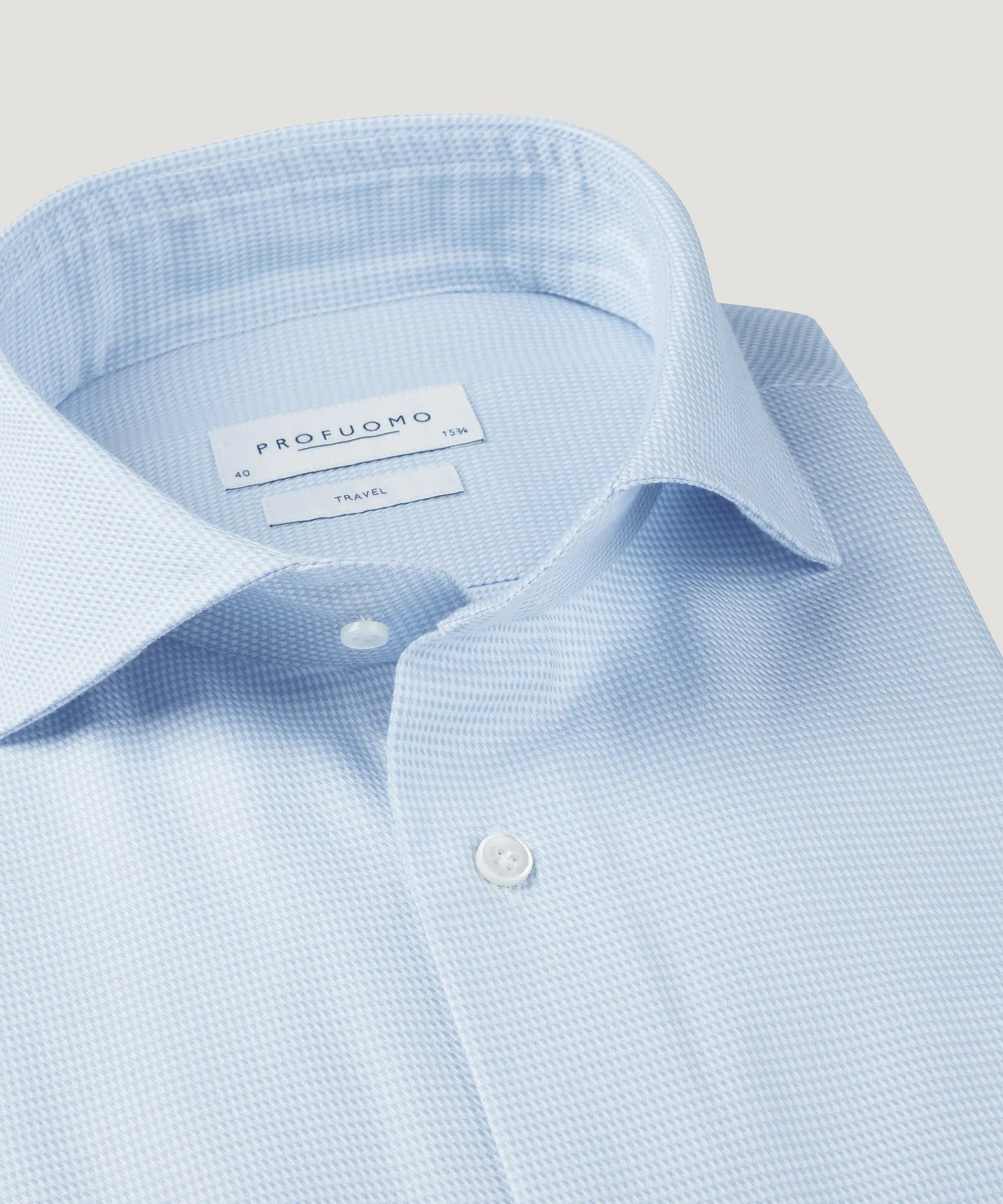 Profuomo Travel overhemd two - ply katoen lichtblauw - THE SOCIETY SHOP