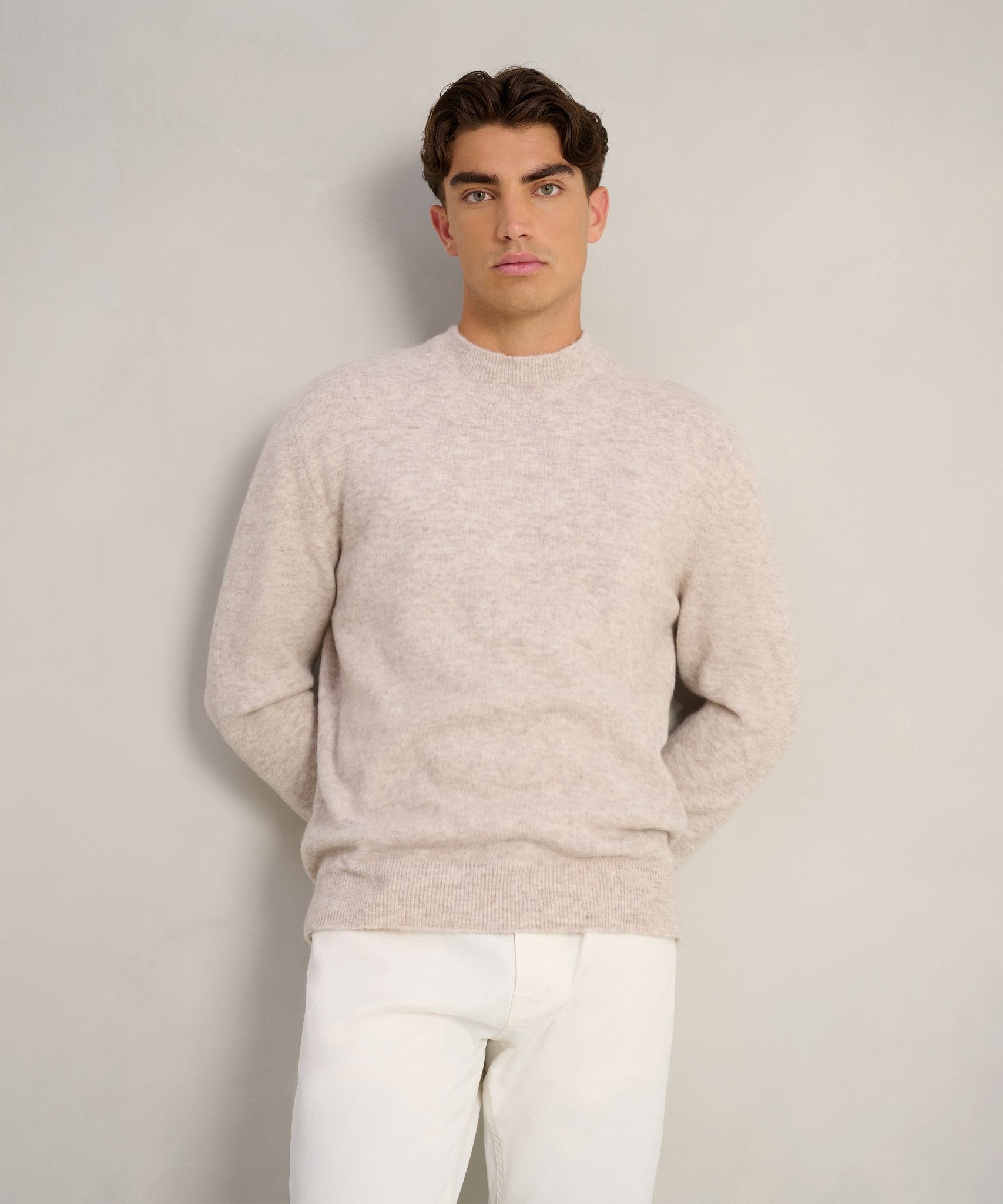 Altea Trui crewneck alpacawol/scheerwol beige - THE SOCIETY SHOP
