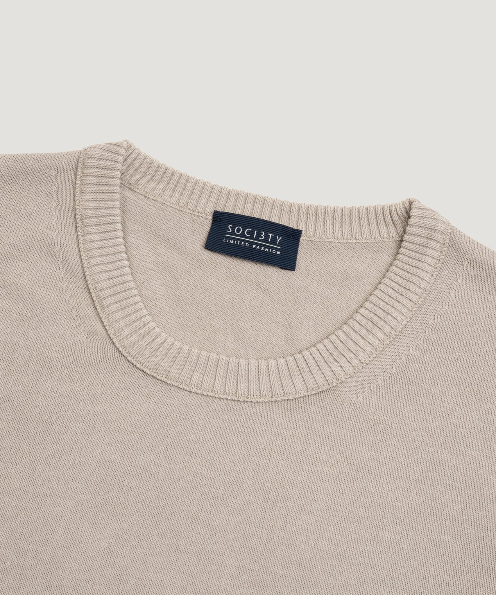SOCI3TY Limited Fashion Trui crewneck Cool Cotton garment - dyed beige - THE SOCIETY SHOP