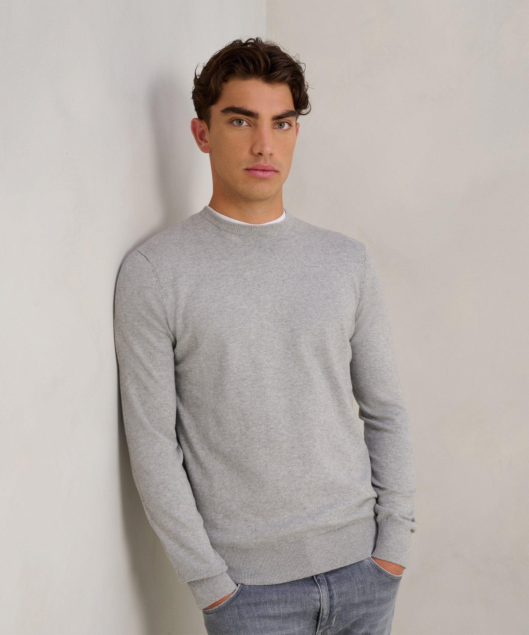 SOCI3TY Limited Trui crewneck Cotton Cashmere lichtgrijs - THE SOCIETY SHOP