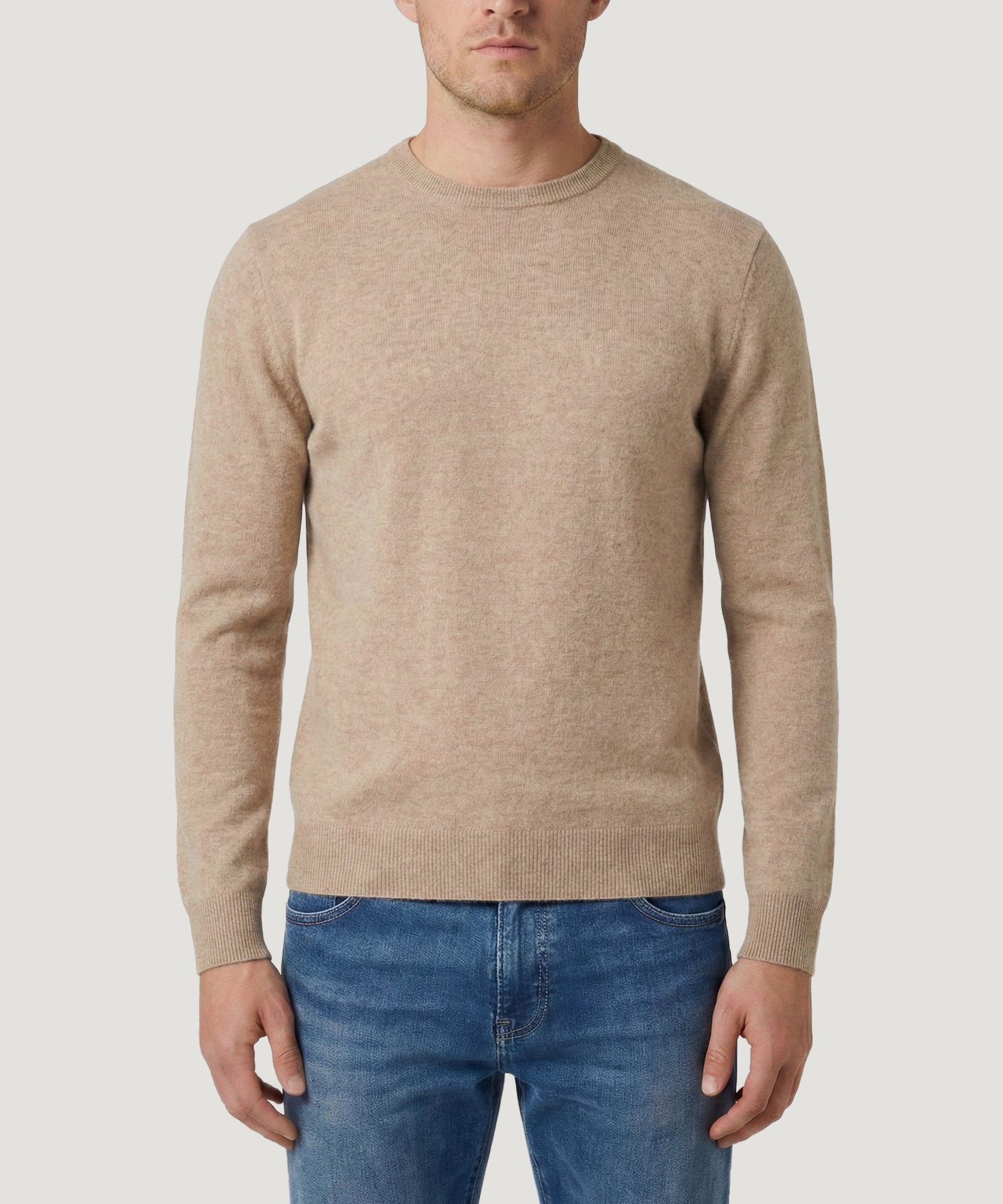 SOCI3TY Trui crewneck kasjmier beige - THE SOCIETY SHOP