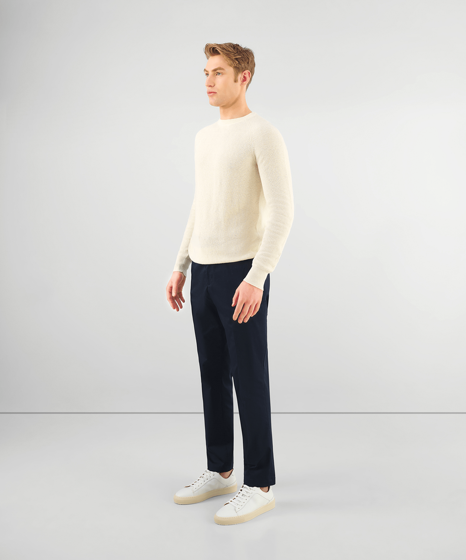 SOCI3TY Trui crewneck katoen/linnen off-white - The Society Shop