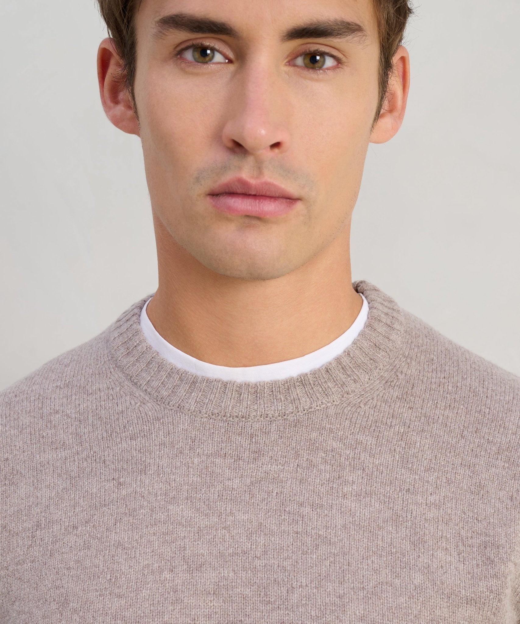 SOCI3TY Trui crewneck RWS wolmix lichtbruin - THE SOCIETY SHOP