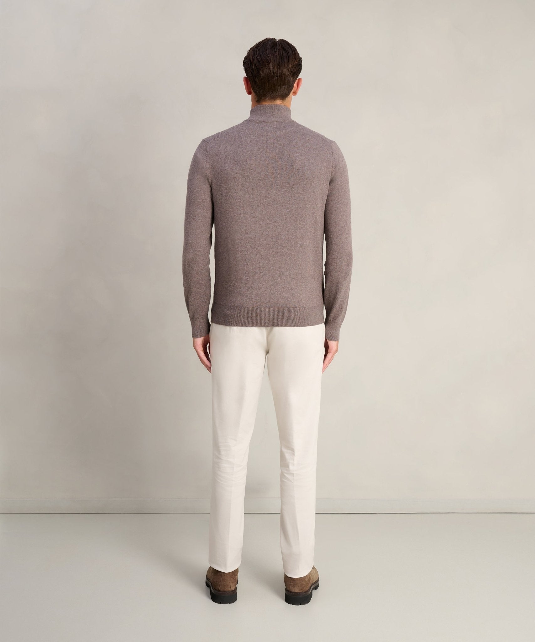 SOCI3TY Limited Trui half - zip Cotton Cashmere bruin - THE SOCIETY SHOP