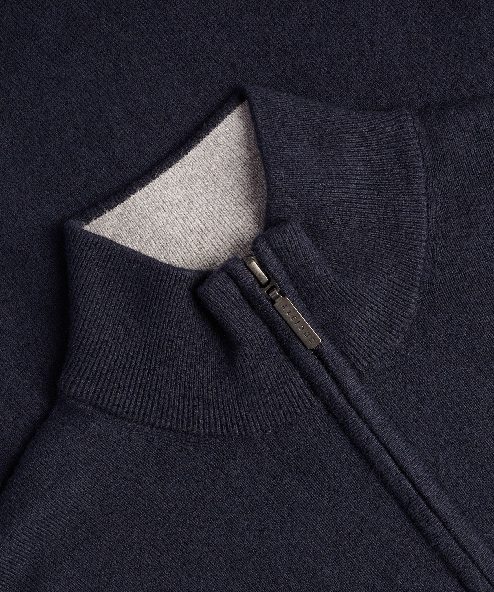 SOCI3TY Limited Trui half - zip Cotton Cashmere donkerblauw - THE SOCIETY SHOP