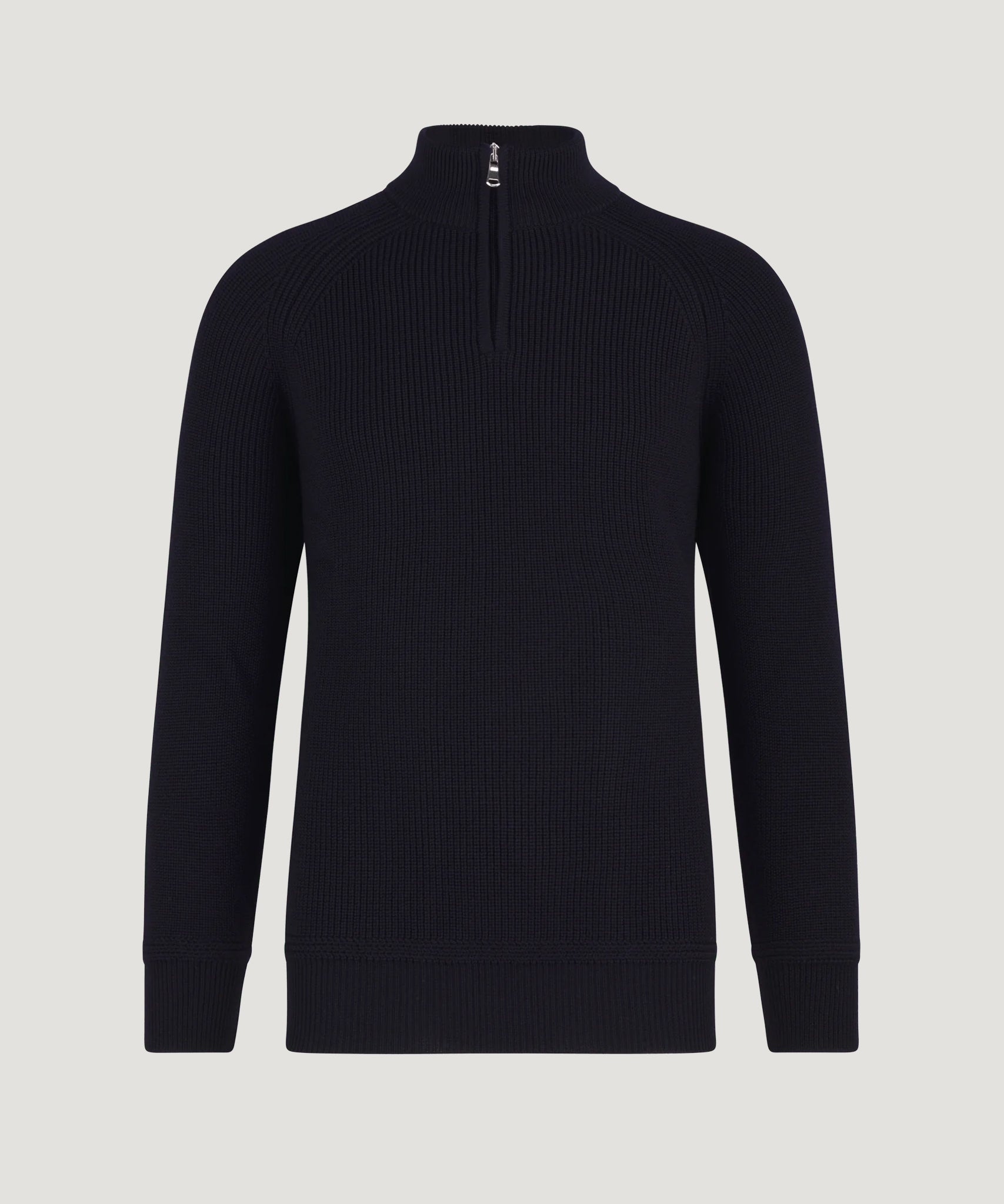 SOCI3TY Trui half - zip merinowol donkerblauw - The Society Shop