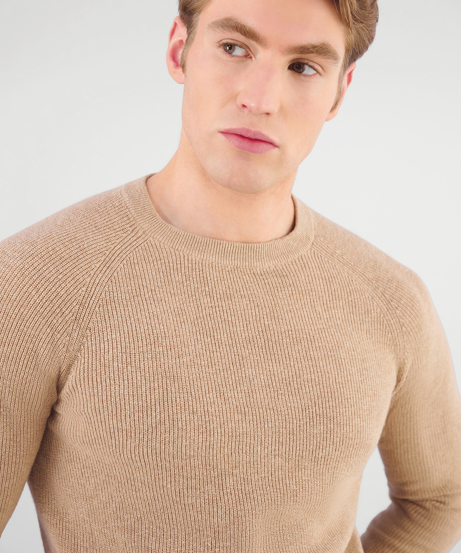 SOCI3TY Trui ronde hals katoen lichtbruin - The Society Shop