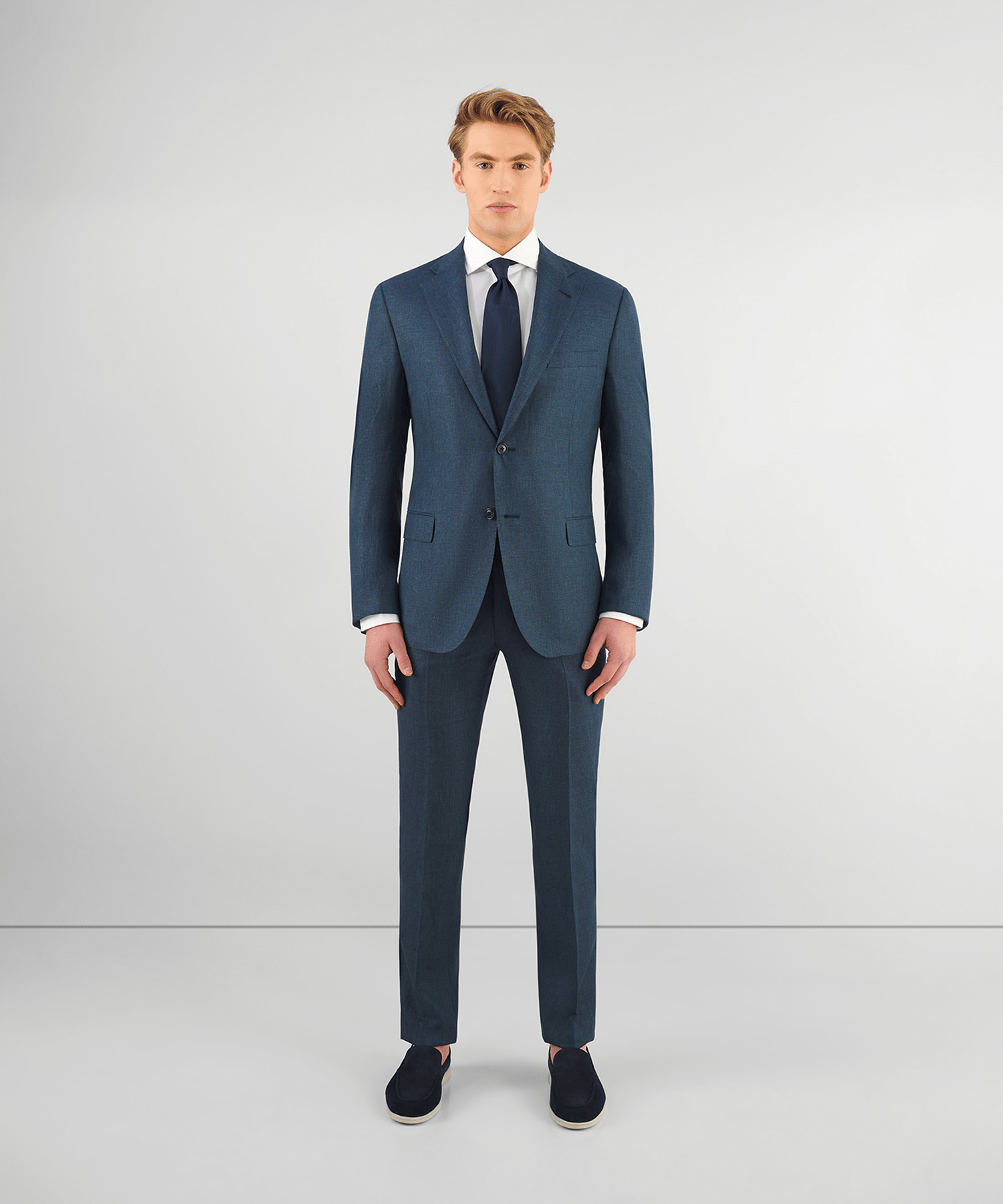 Corneliani Tweedelig pak wol/linnen blauw - The Society Shop