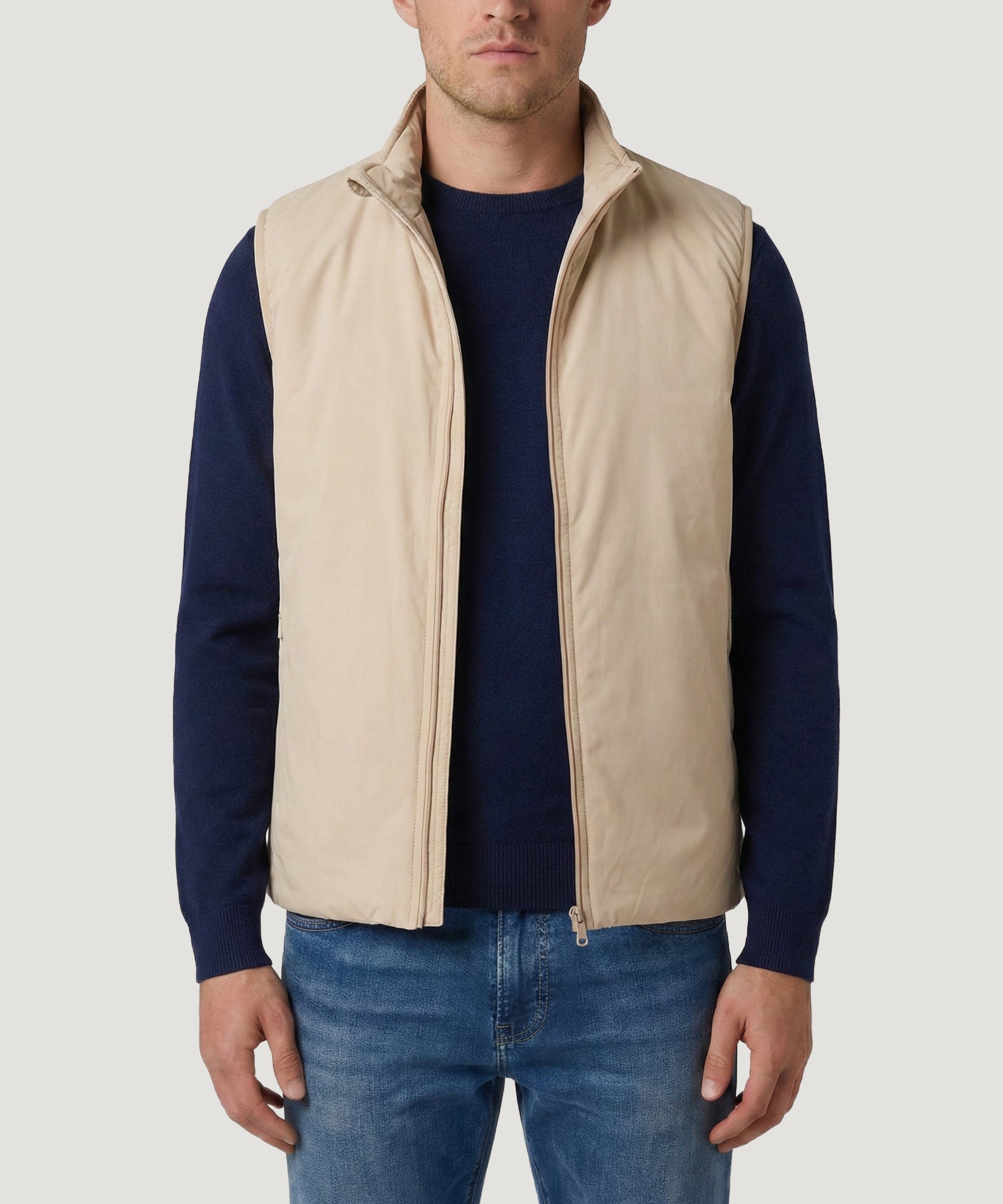 SOCI3TY Vigo light padded tech vest beige - THE SOCIETY SHOP