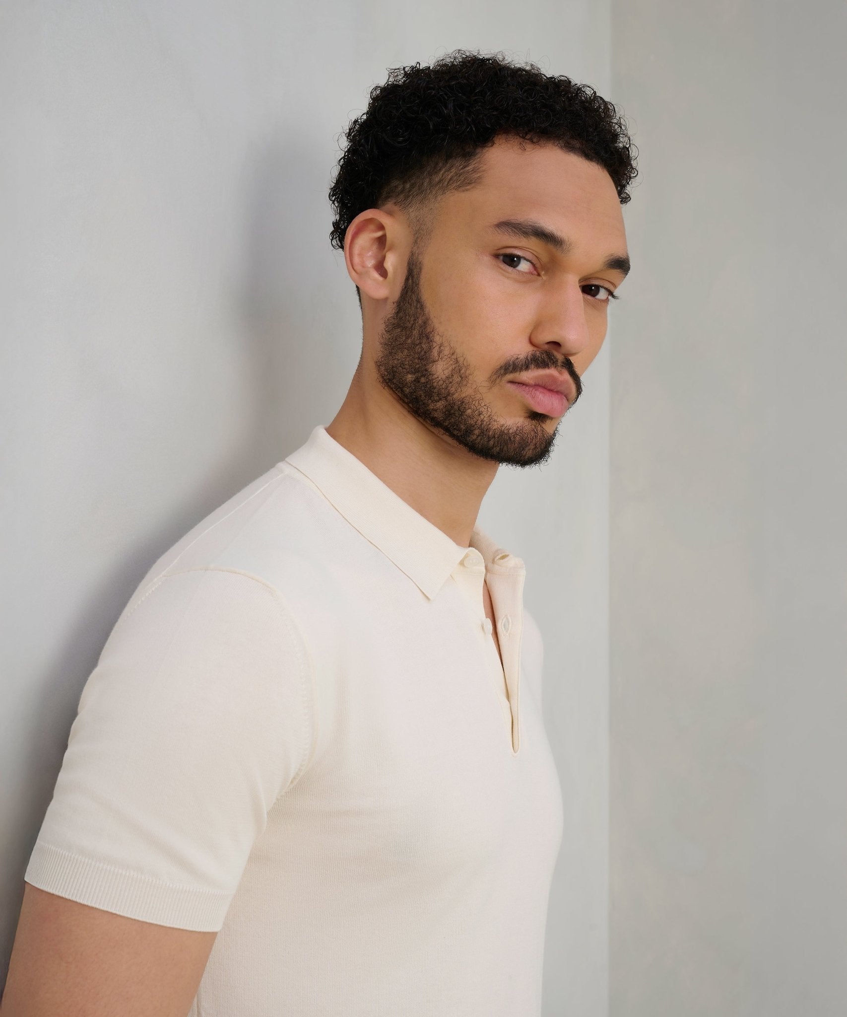 SOCI3TY Zero pilling polo katoen off - white - THE SOCIETY SHOP