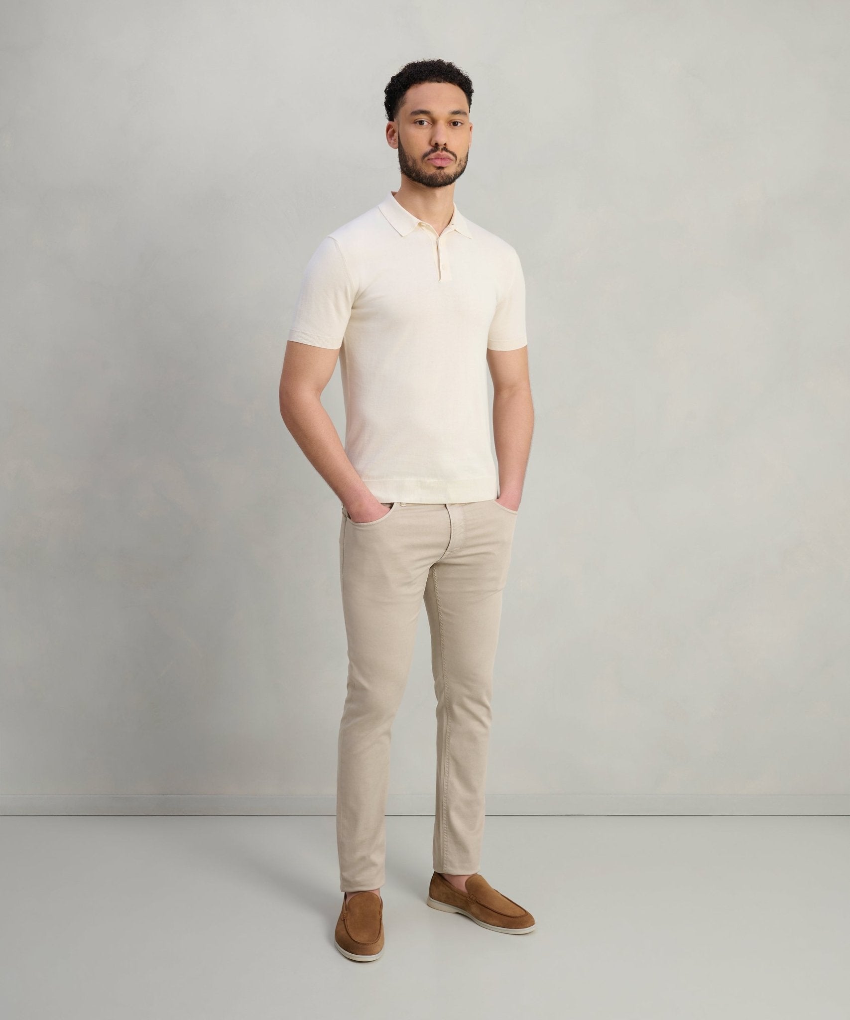 SOCI3TY Zero pilling polo katoen off - white - THE SOCIETY SHOP