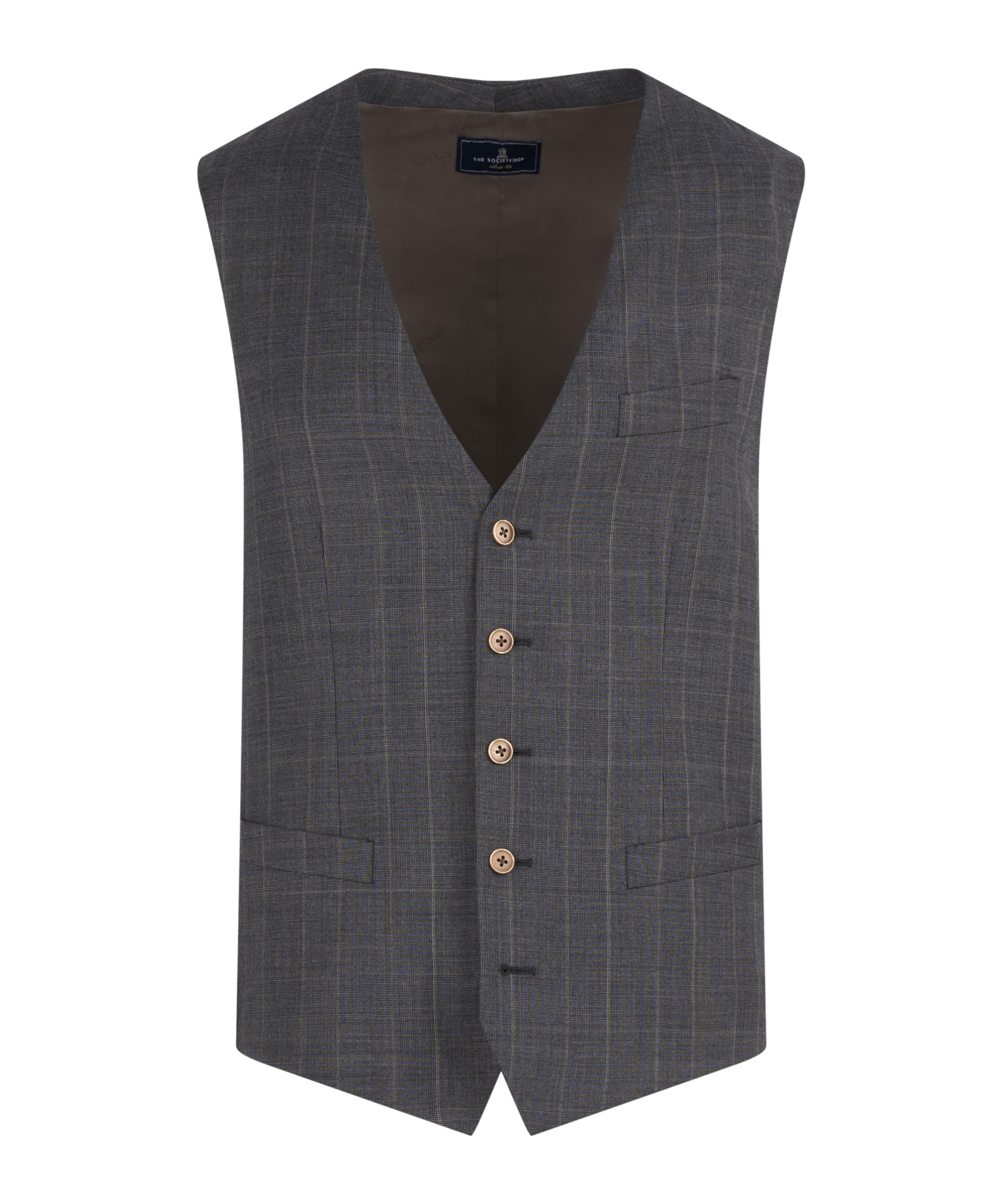 Driedelig pak S130's wol grijs geruit (by Tessuti Biella)