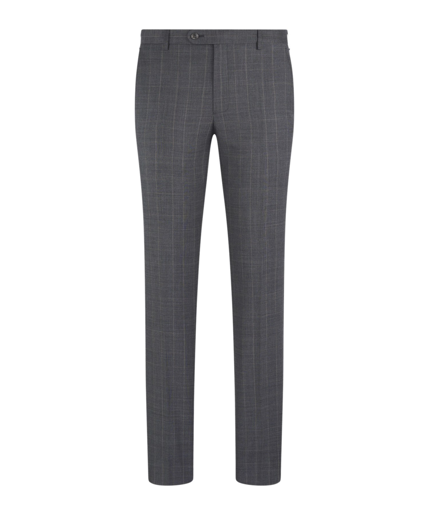 Driedelig pak S130's wol grijs geruit (by Tessuti Biella)