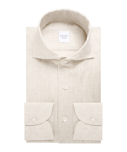 SOCI3TY Handmade overhemd linnen lichtbruin