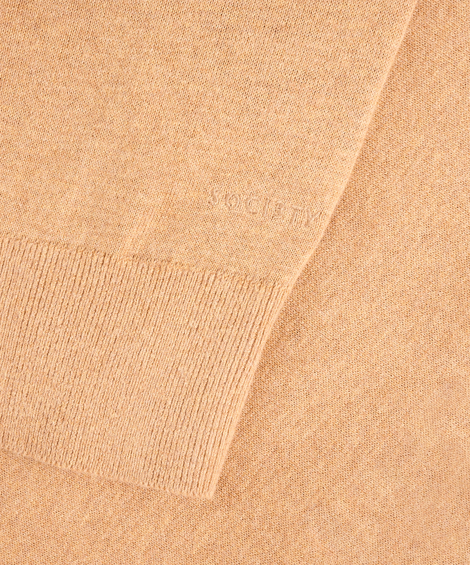 Trui half-zip katoen en kasjmier lichtbruin